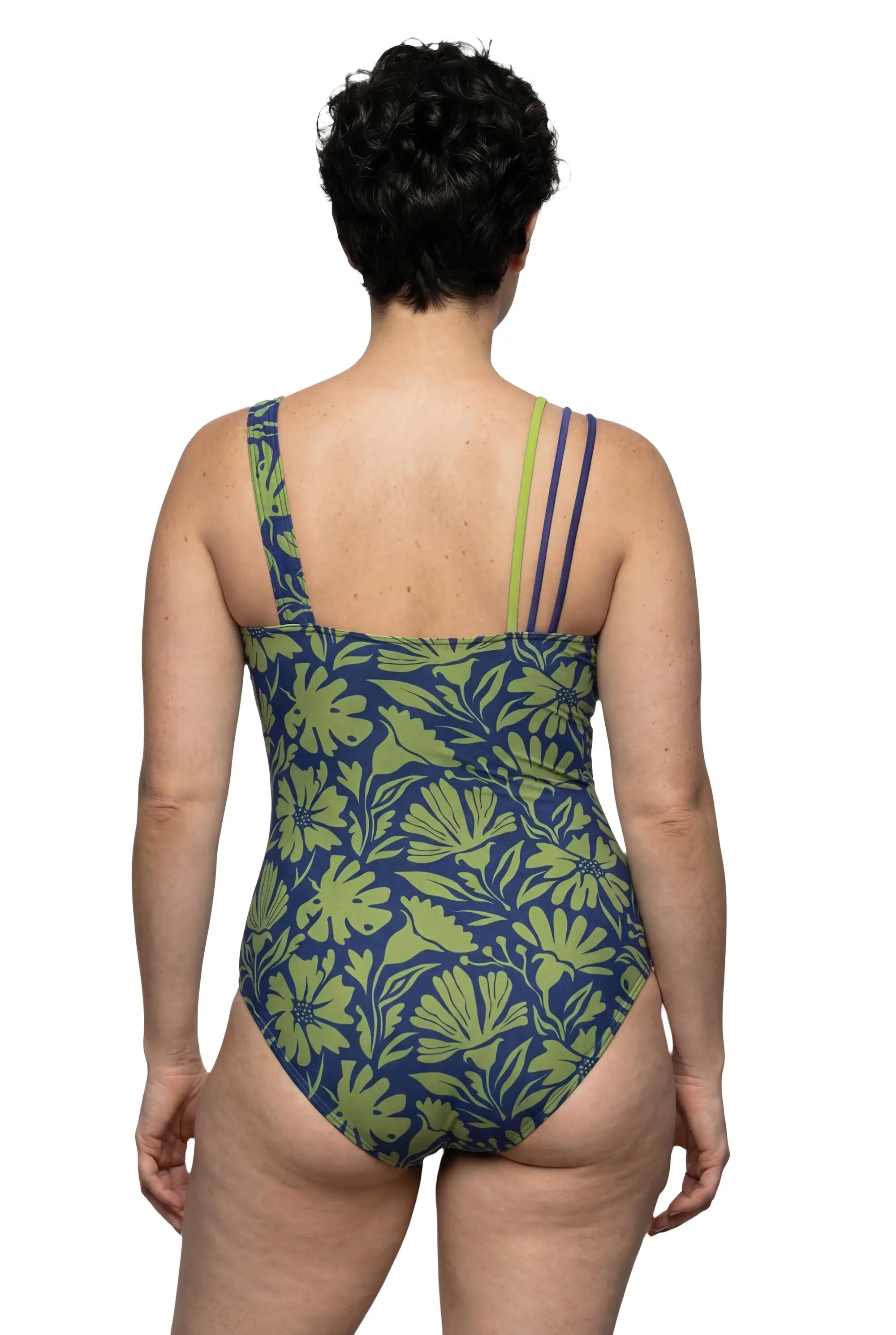 Damen Badeanzug Blüten Softcups Rundhals recycelt 2/13