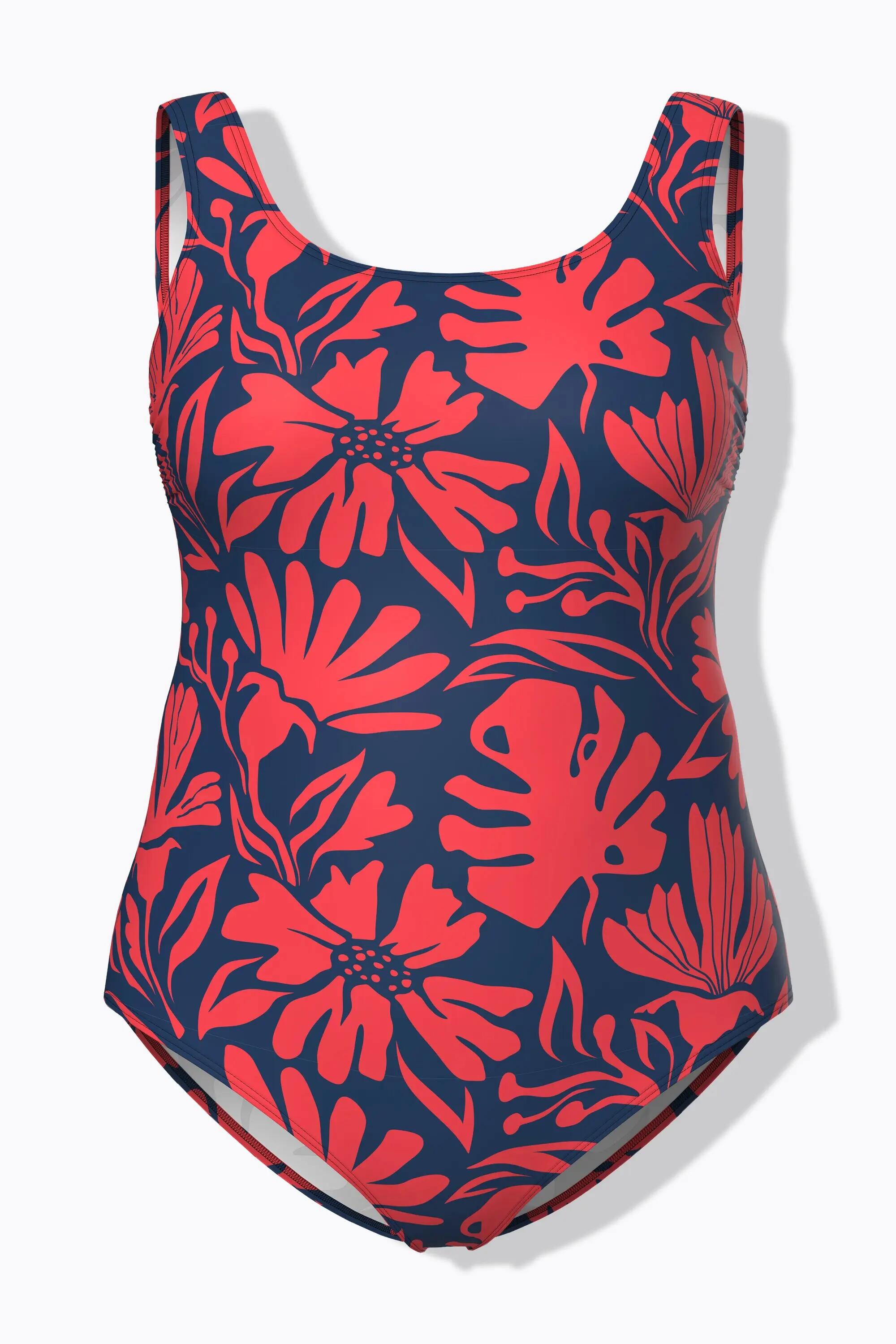 Damen Badeanzug Korallen ohne Softcups Rundhals 12/13
