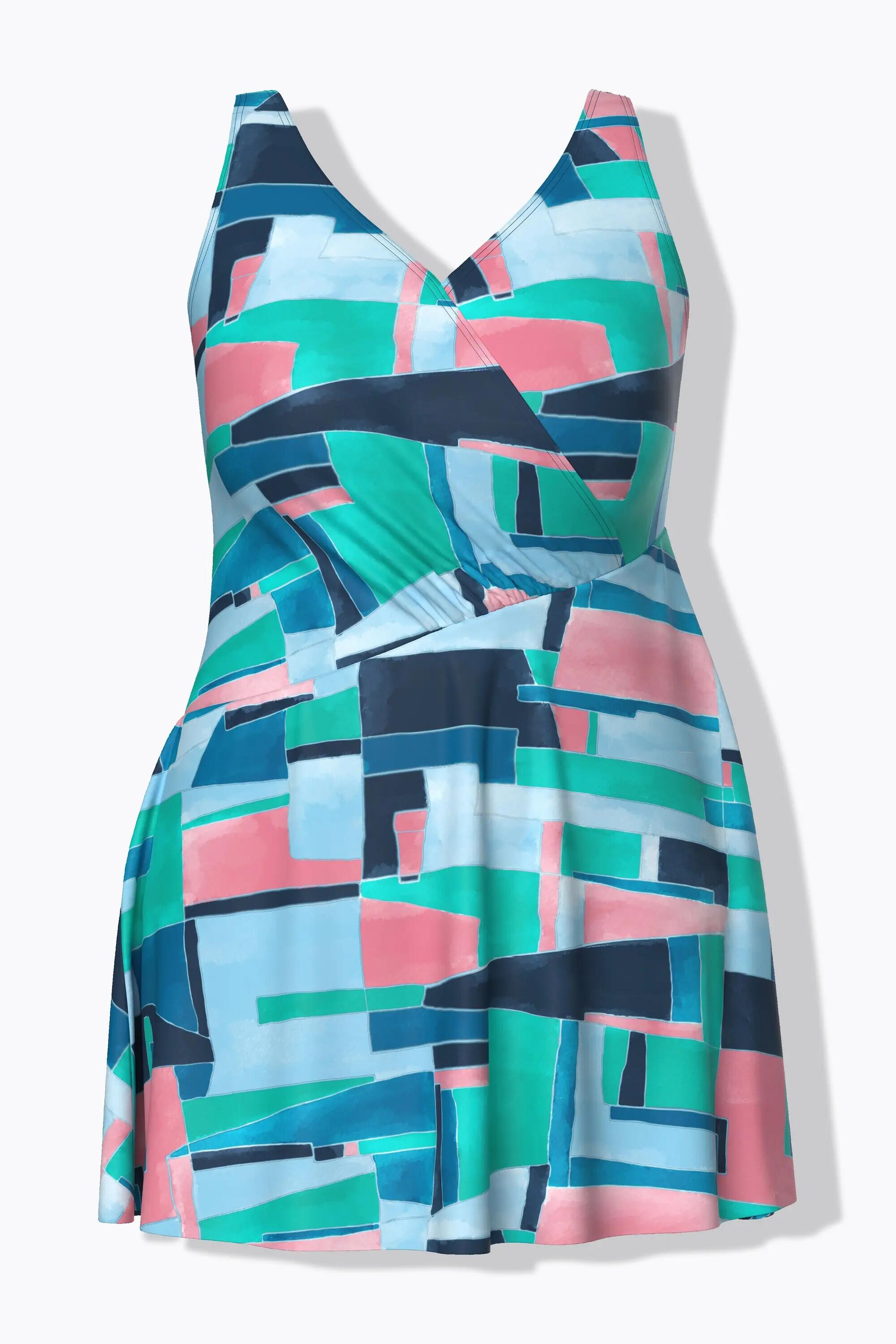 Dames Badjurk grafische print zachte cups wikkellook 13/13