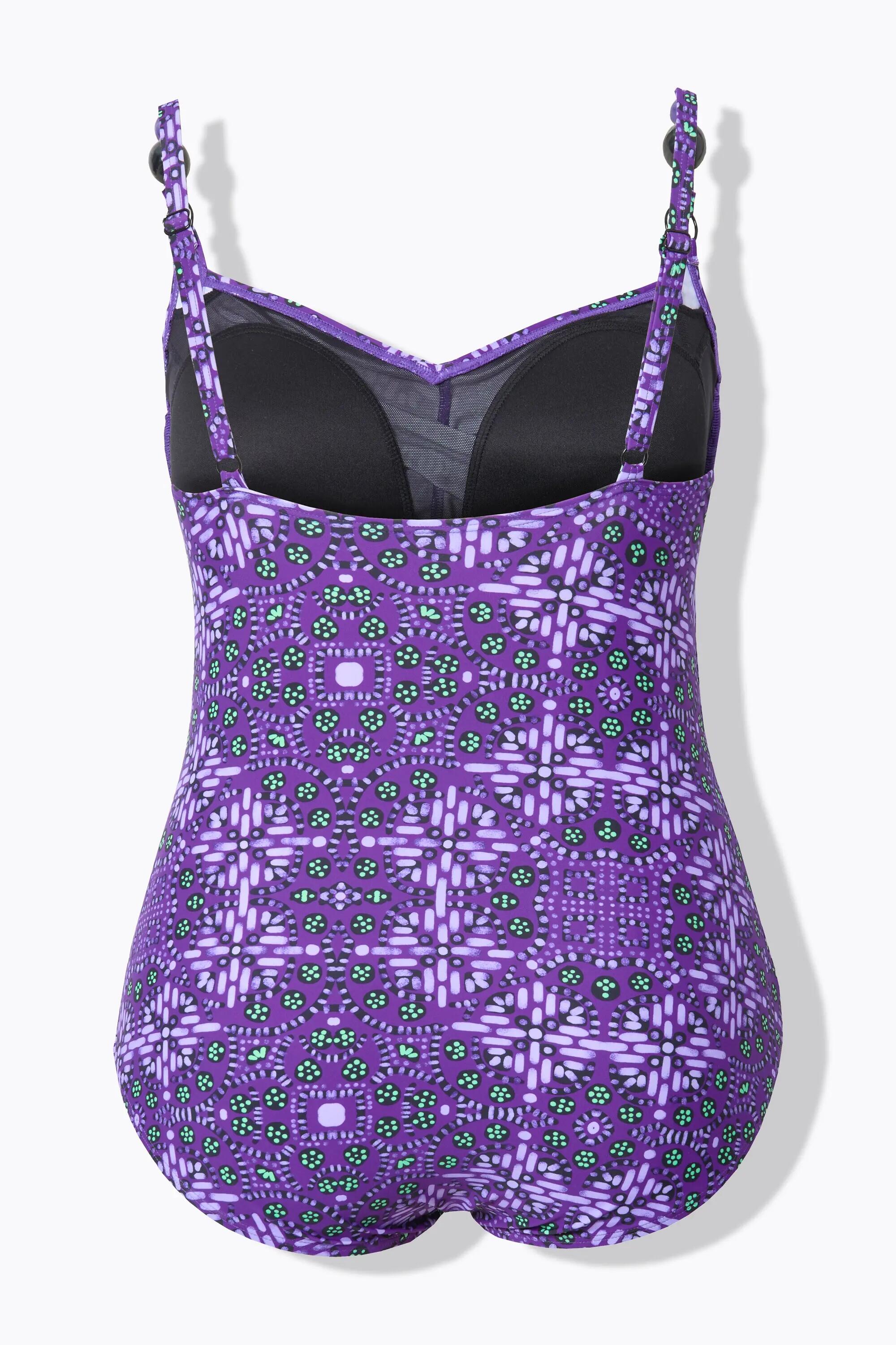 Damen Badeanzug drapiert Softcups Zierperlen recycelt 2/13