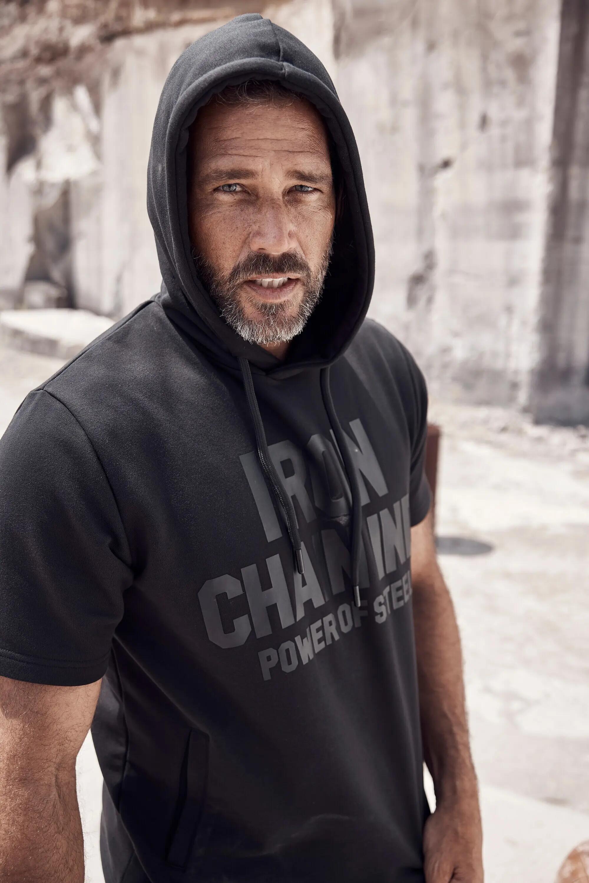 Heren Hoodie Iron Anvil fitness korte mouwen QuickDry capuchon 9/9