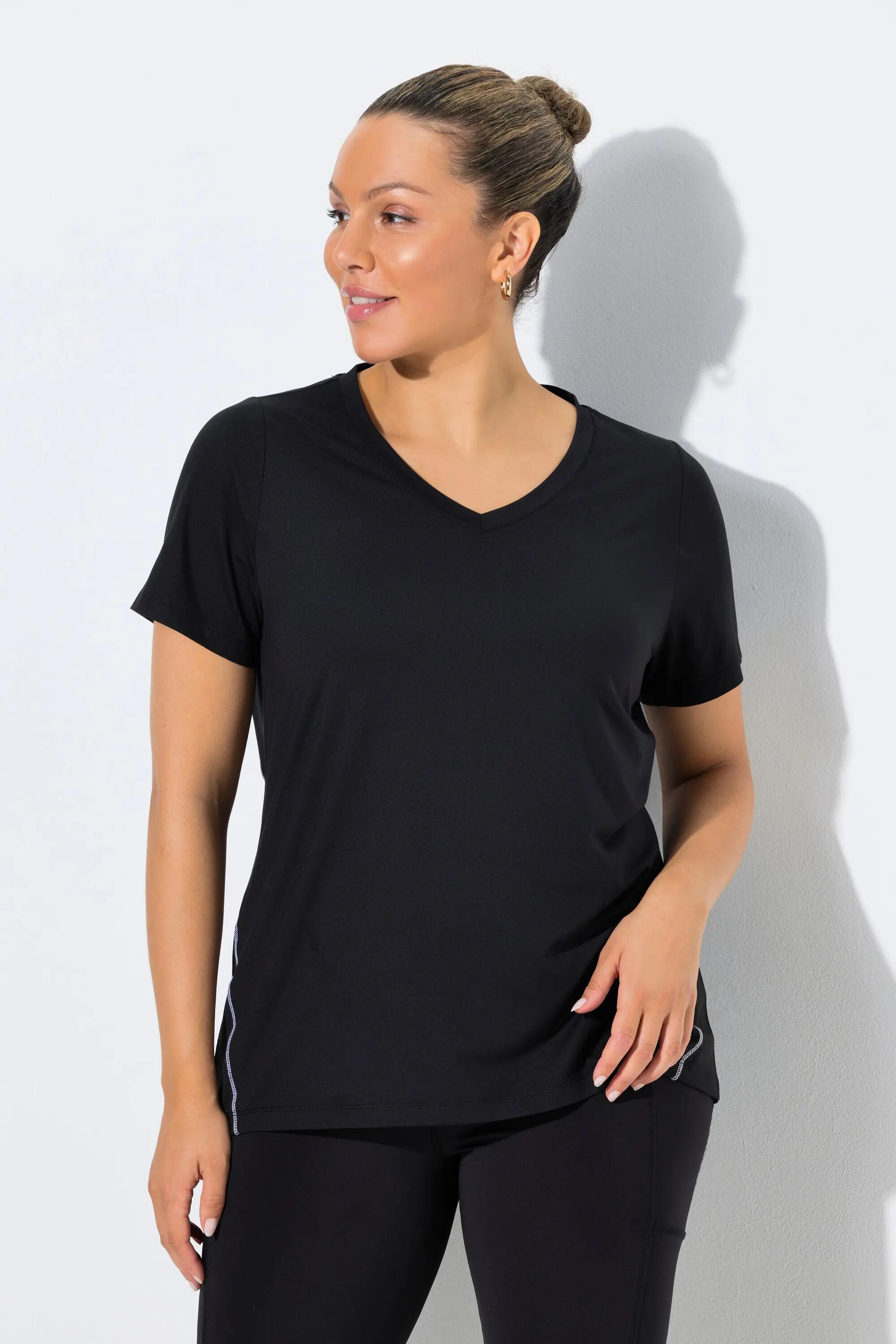 Dames Functioneel shirt Slim V-hals korte mouwen gerecycled 10/11