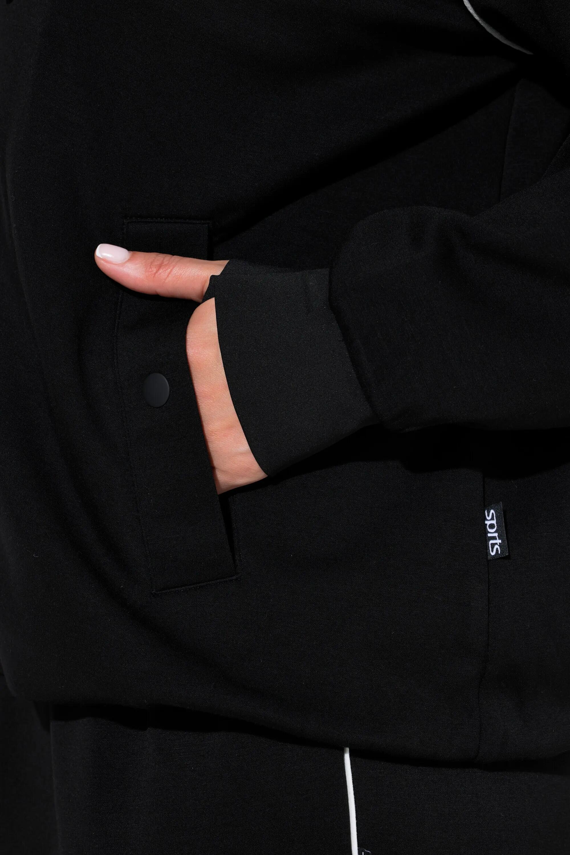 Dames Sweatvest biesjes capuchon lange mouwen duimgat 12/13