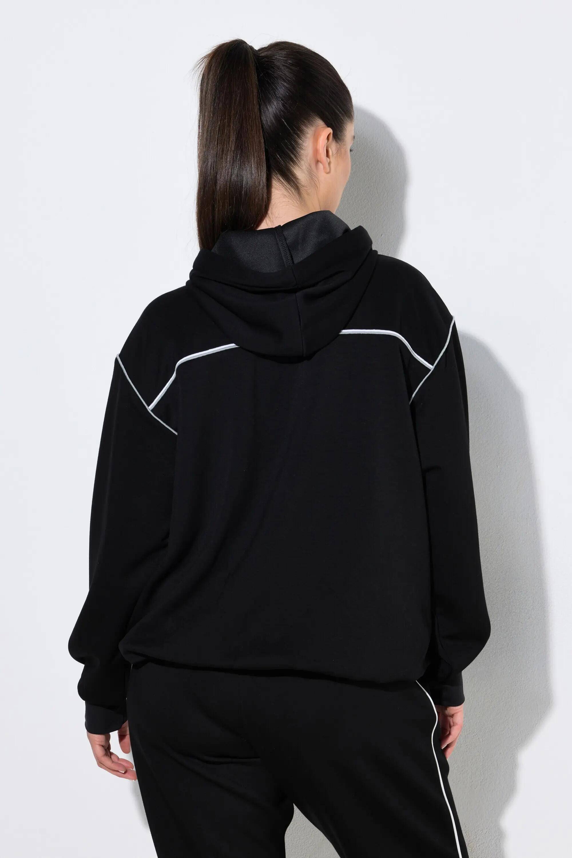 Dames Sweatvest biesjes capuchon lange mouwen duimgat 8/13