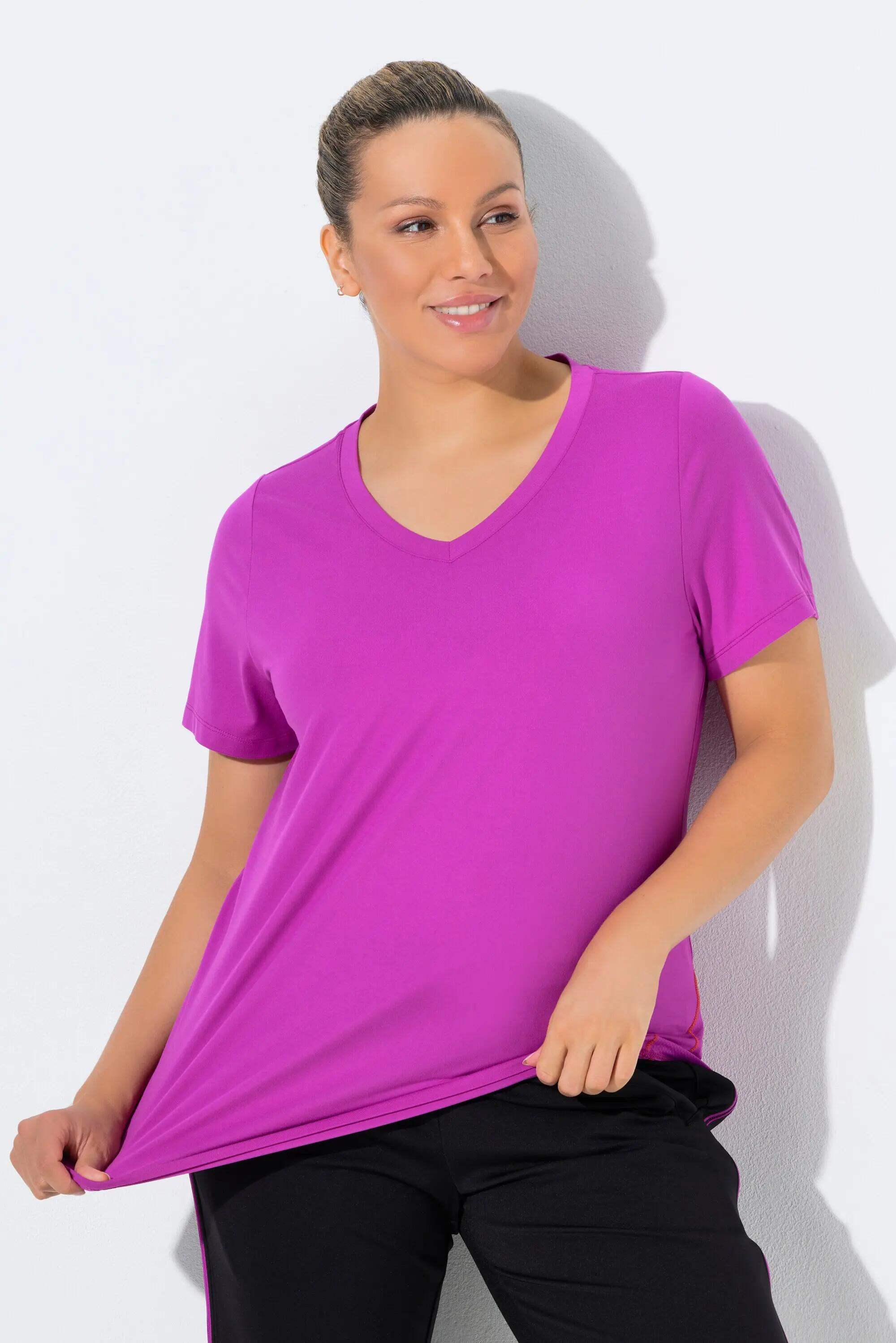Damen Funktions-Shirt Slim V-Ausschnitt Halbarm recycelt 10/11