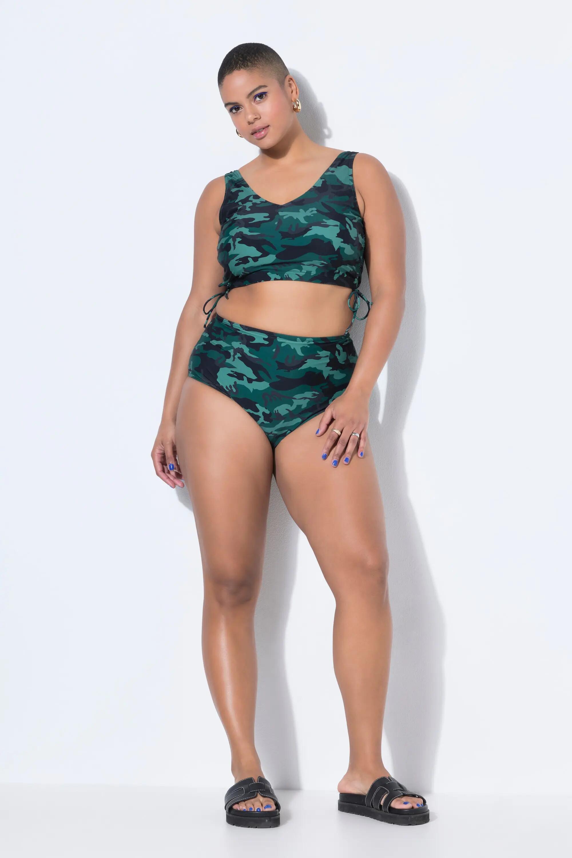 Femme Bas de bikini sculptant style shorty à taille haute et imprimé camouflage 10/11
