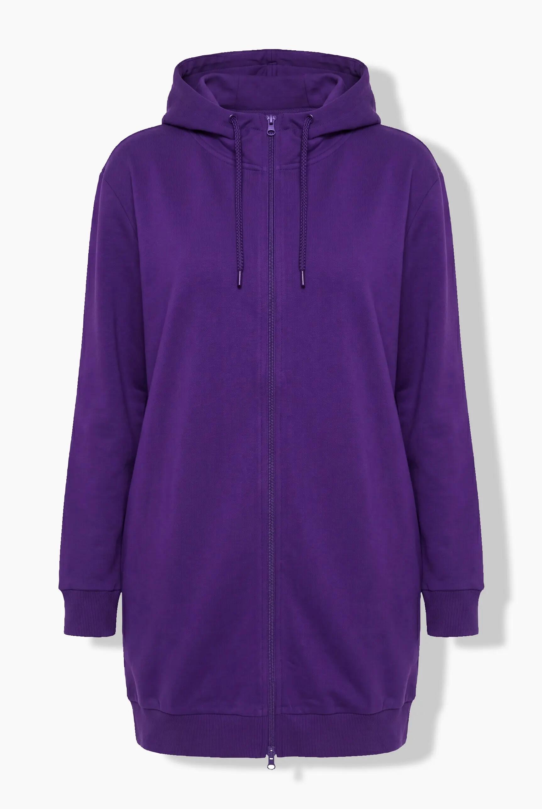 Damen Sweatjacke Zierpaspel Oversized Kapuze 2-Wege-Zipper 13/13