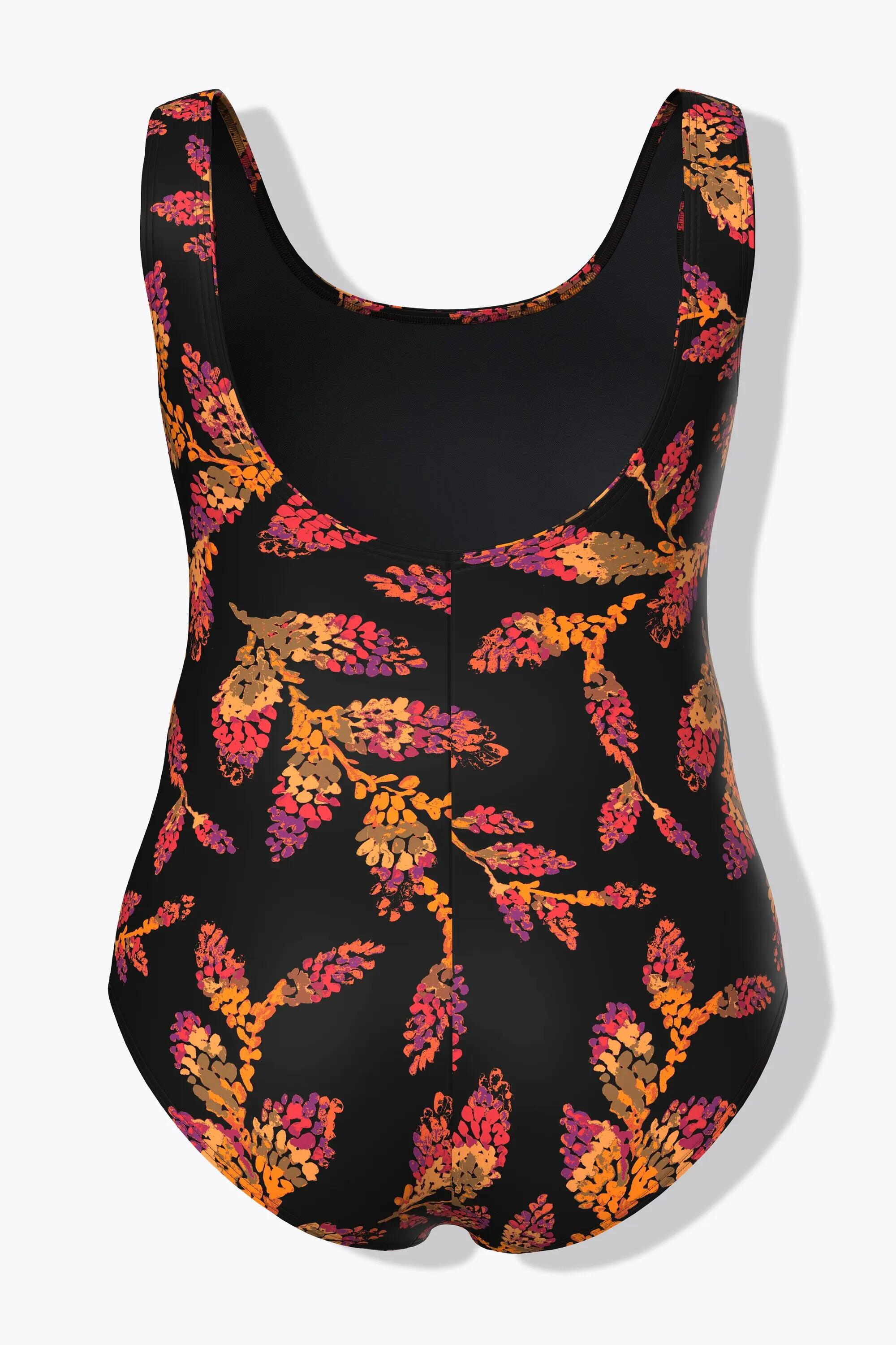 Femme Maillot de bain sans bonnets souples décolleté rond et motif feuilles 2/13