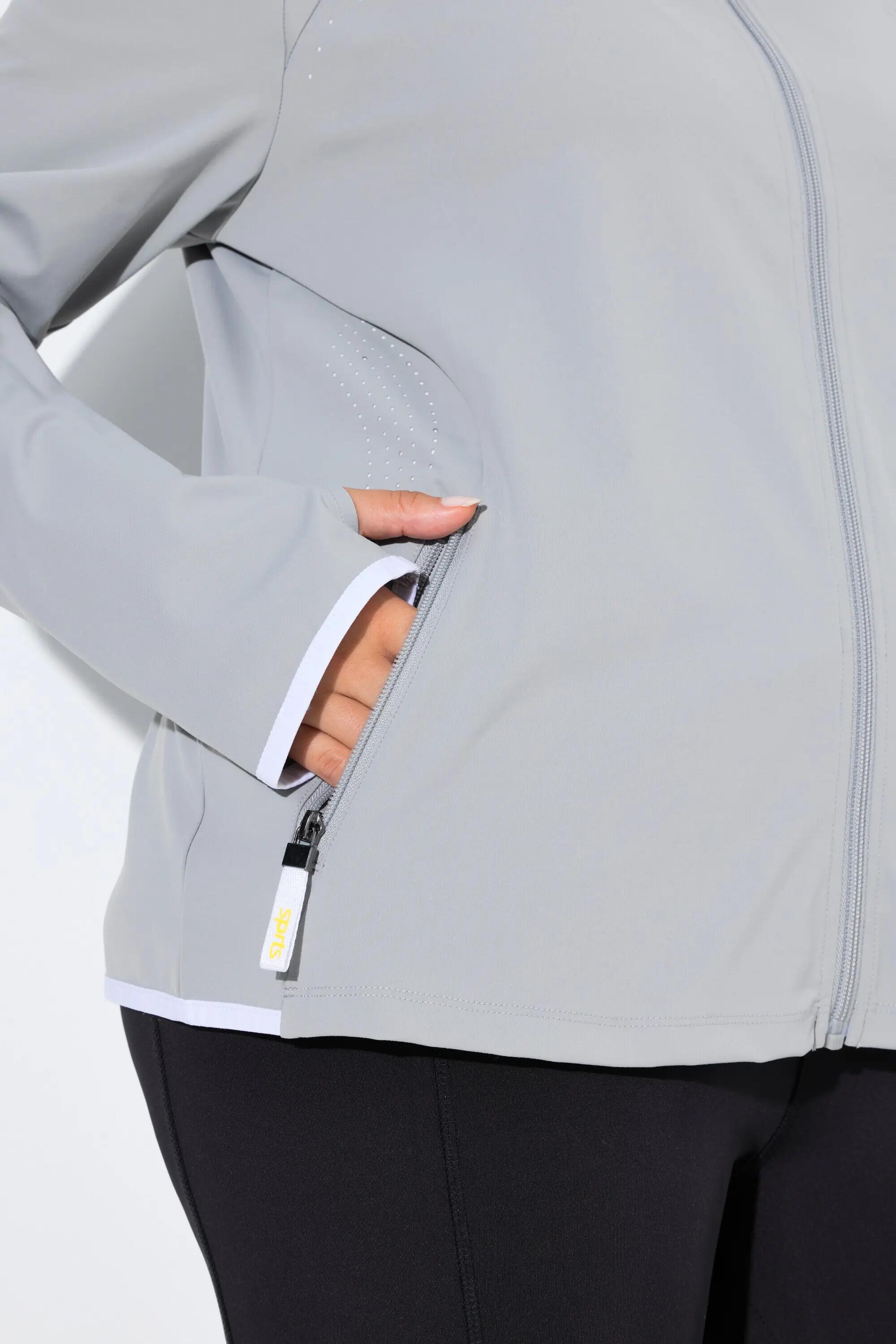 Dames Sweatvest laser-accenten opstaande kraag duimgat 10/13