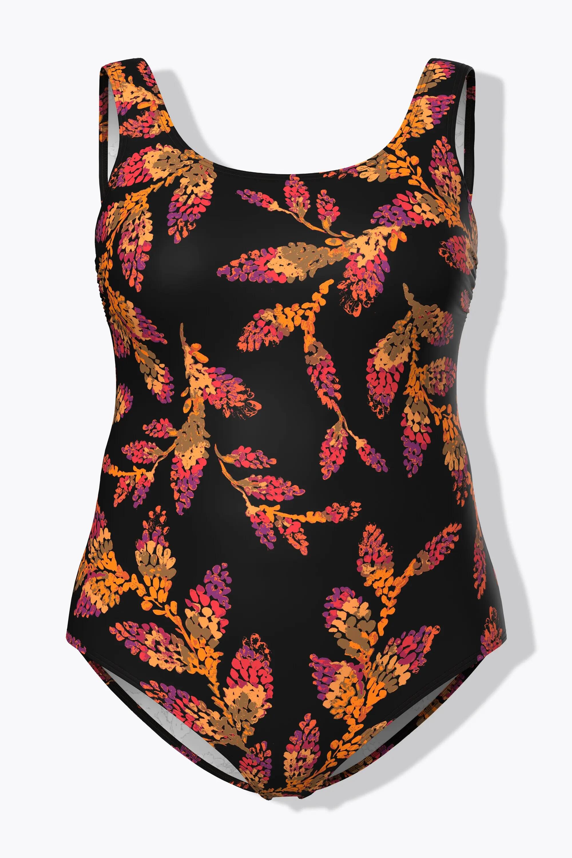 Femme Maillot de bain sans bonnets souples décolleté rond et motif feuilles 13/13