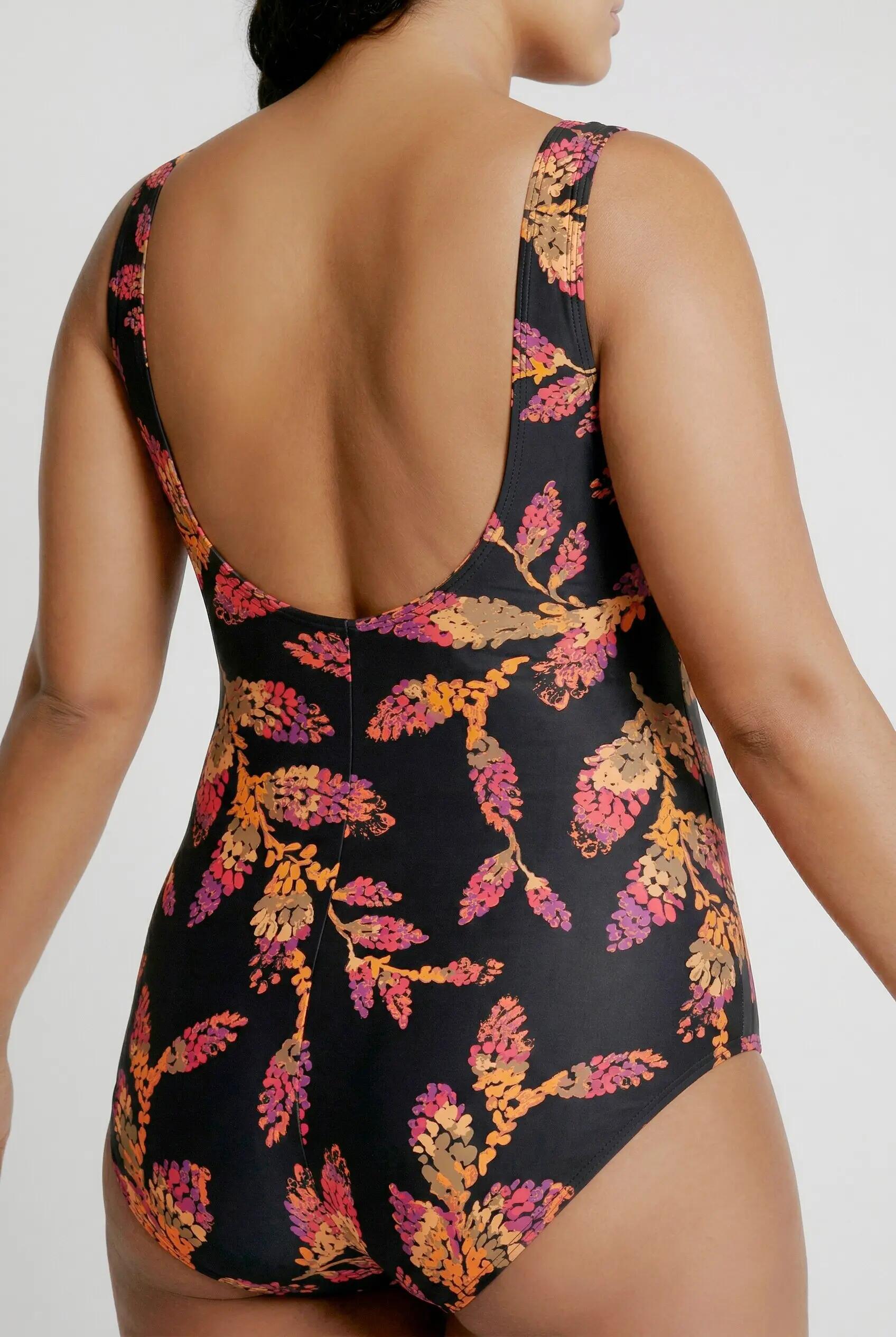 Femme Maillot de bain sans bonnets souples décolleté rond et motif feuilles 11/13