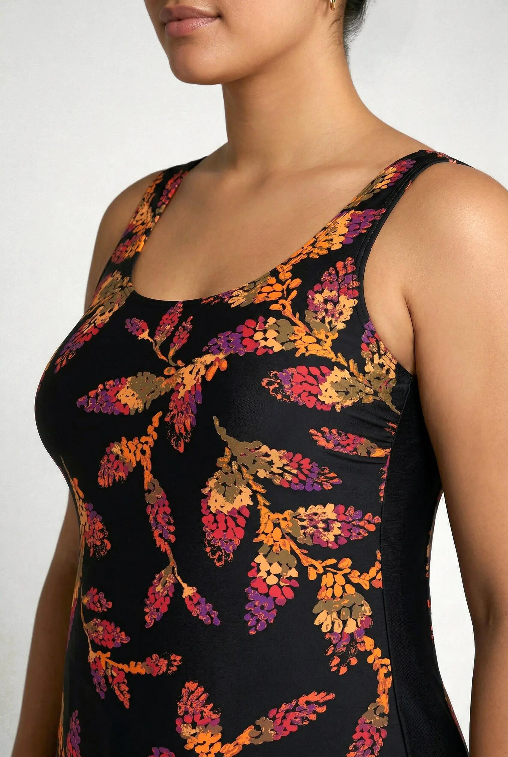 Femme Maillot de bain sans bonnets souples décolleté rond et motif feuilles 9/13