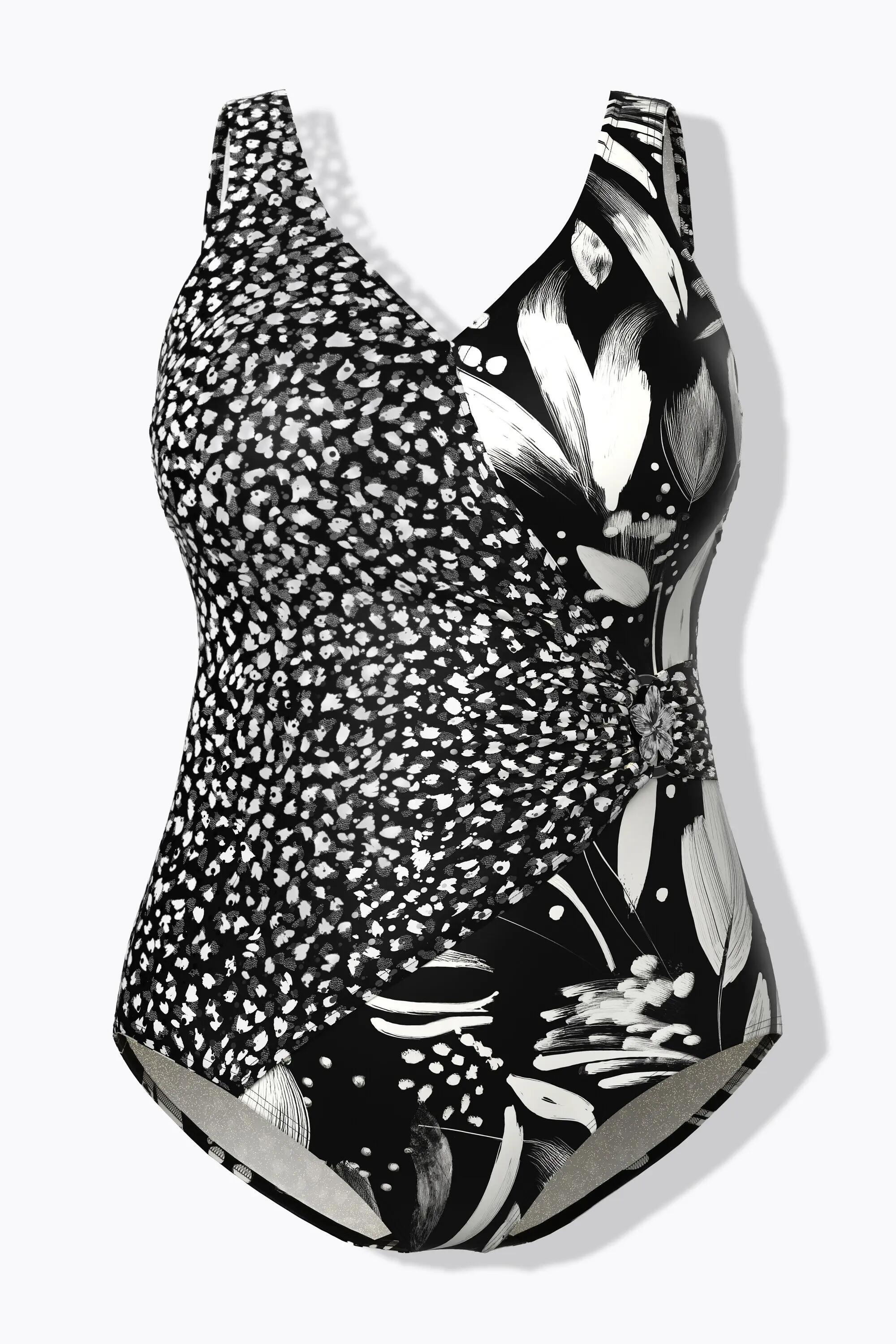 Femme Maillot de bain effet cache-cœur bonnets souples anneau fantaisie 12/13