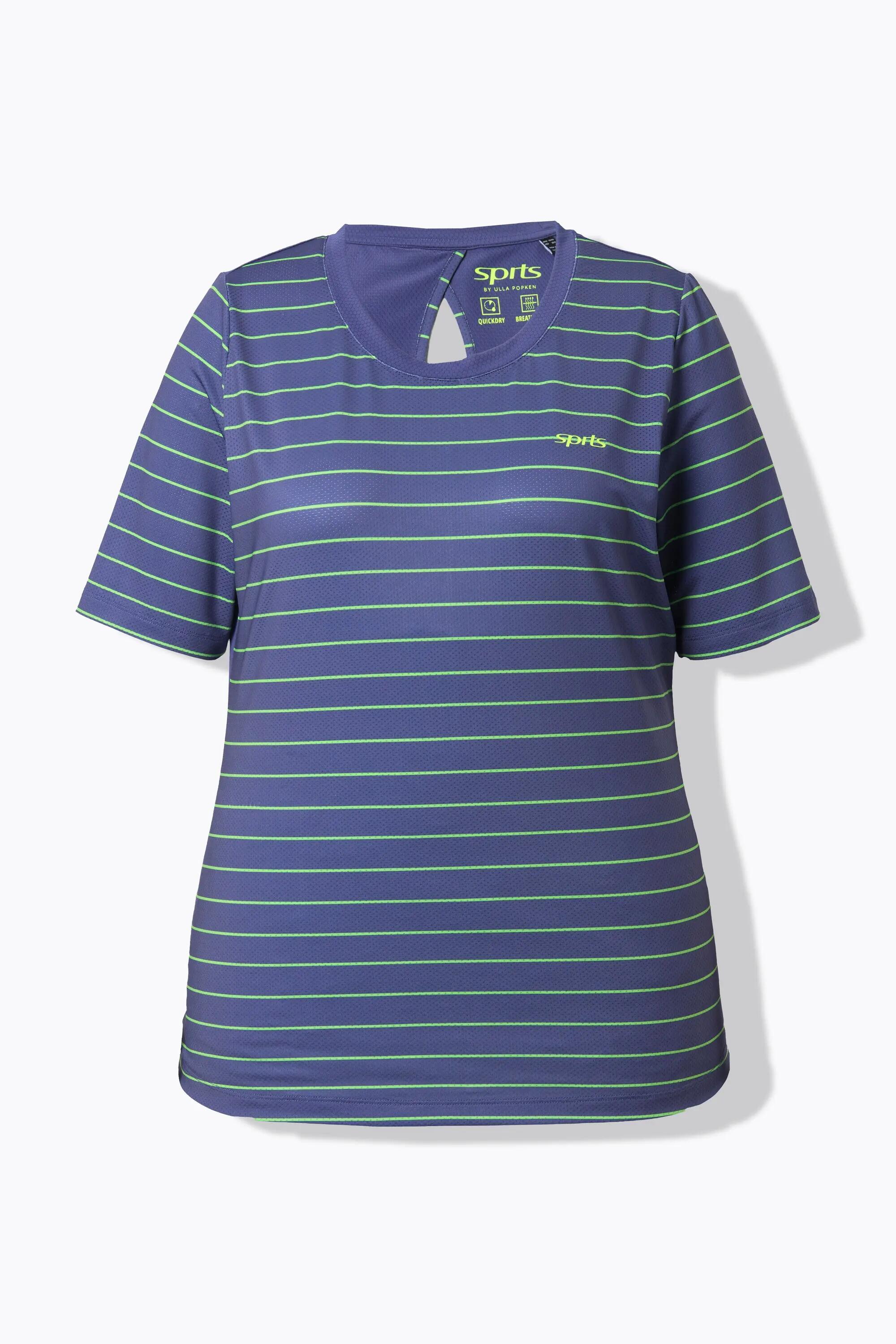 Dames Functioneel shirt strepen cut-out ronde hals korte mouwen 12/13