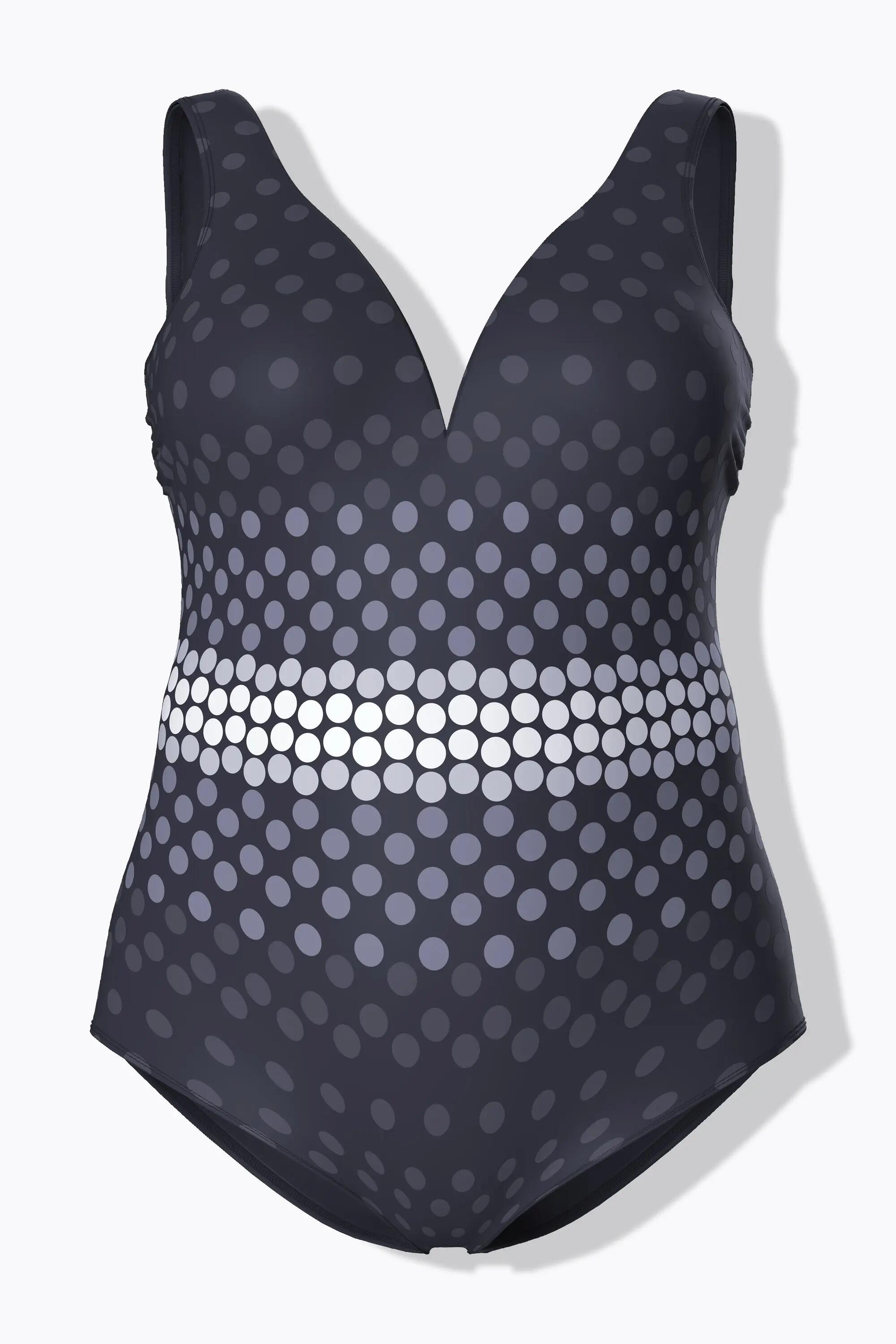 Damen Badeanzug Punkte Softcups V-Ausschnitt recycelt 12/13