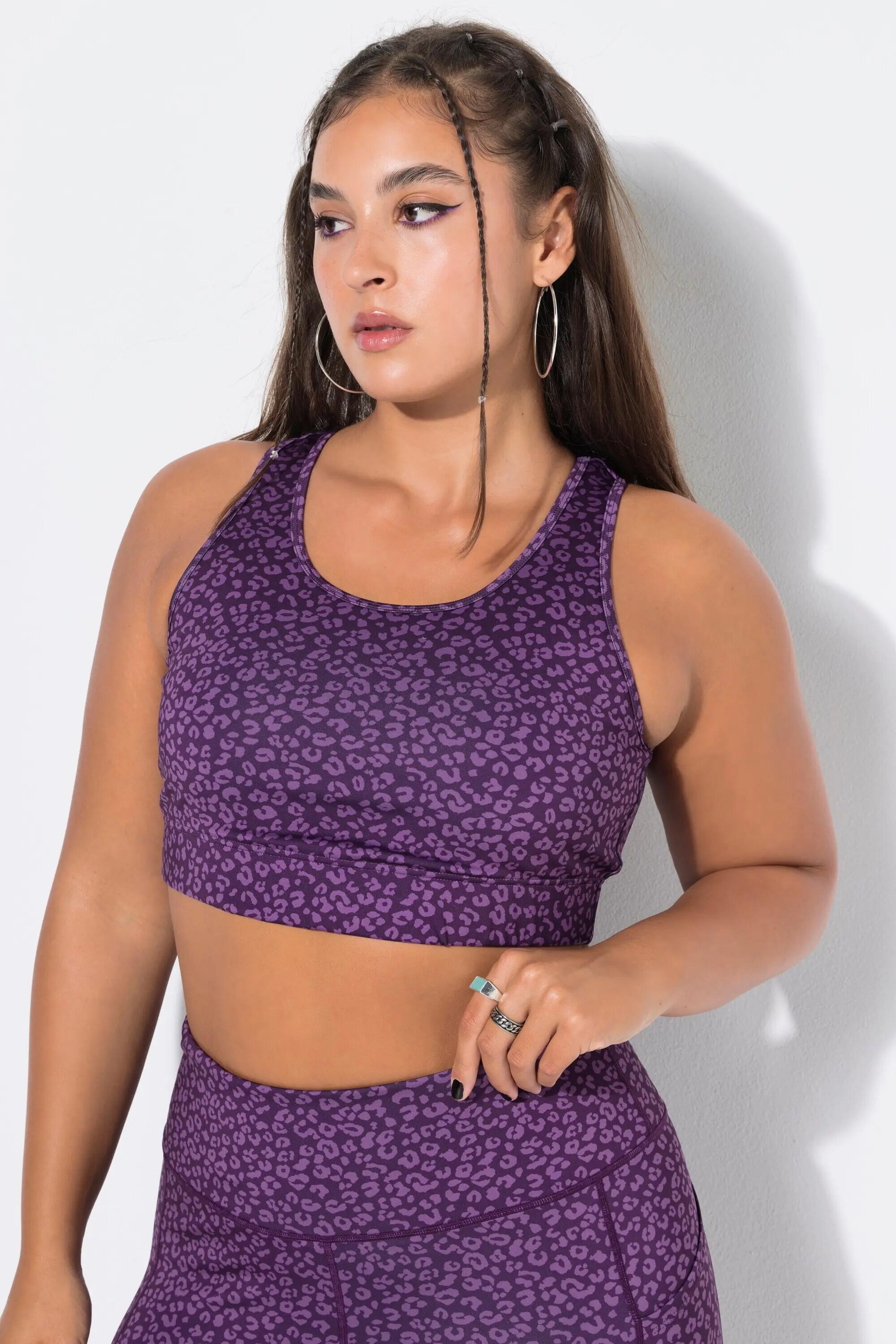 Dames Sportbustier color luipaardprint mesh-voering 8/9