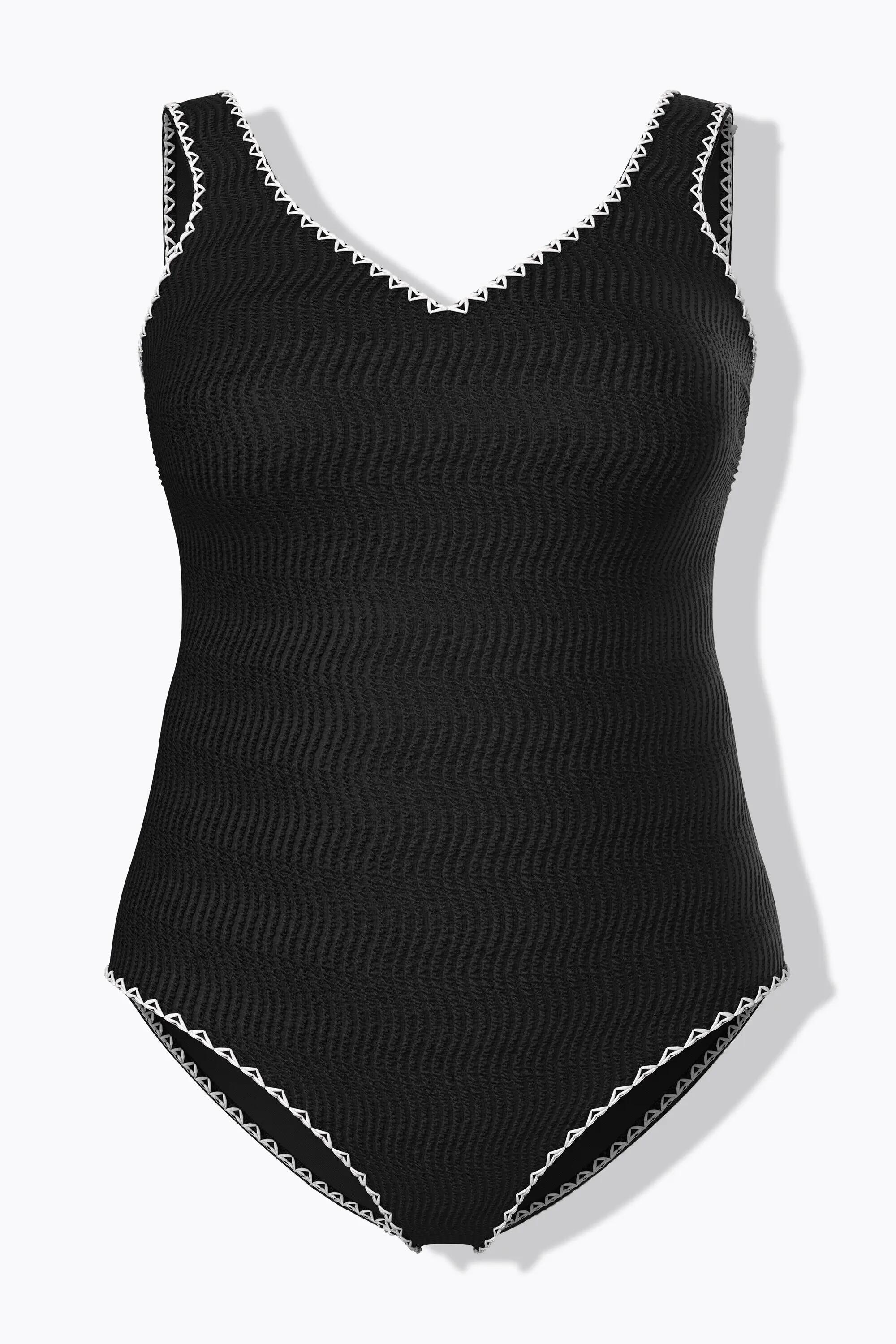 Femme Maillot de bain sans bonnets souples. Décolleté V et matière texturée 12/13