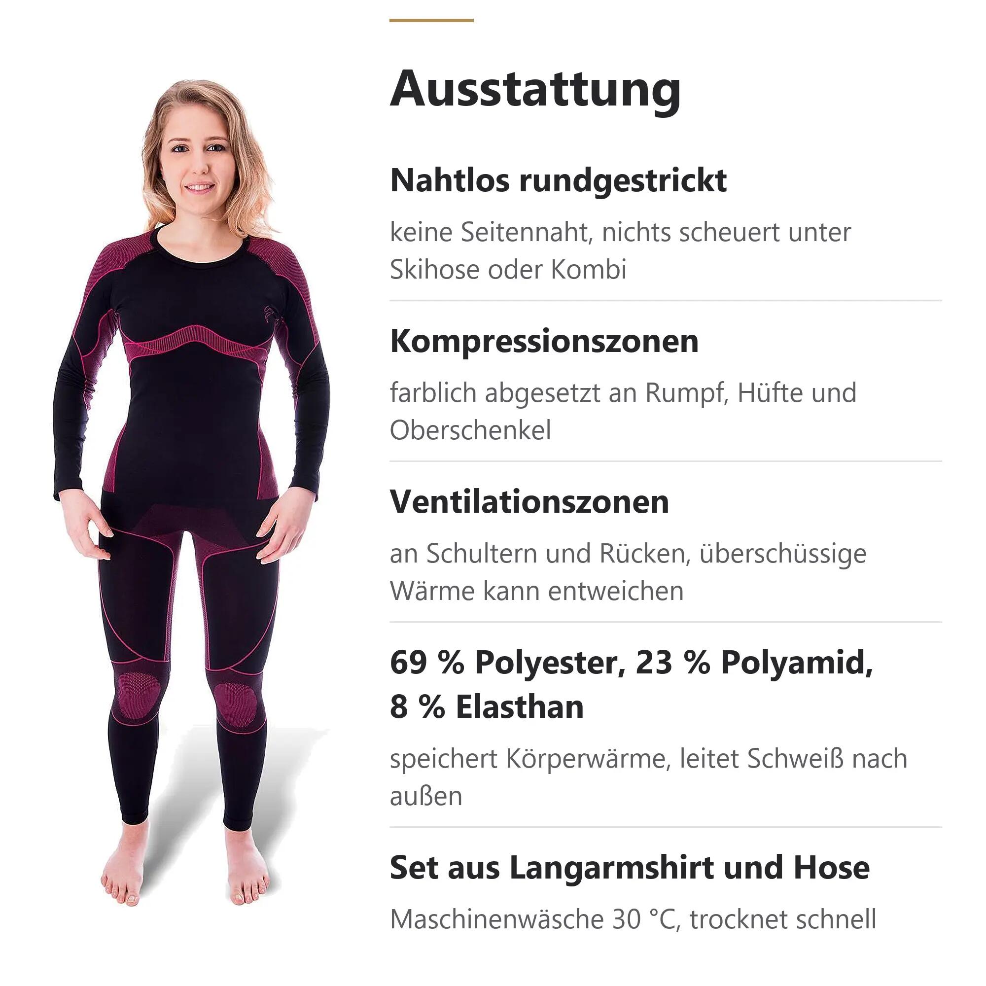 Damen Skiunterwäsche Set Seamless Funktionsshirt und lange Hose atmungsaktiv 6/11