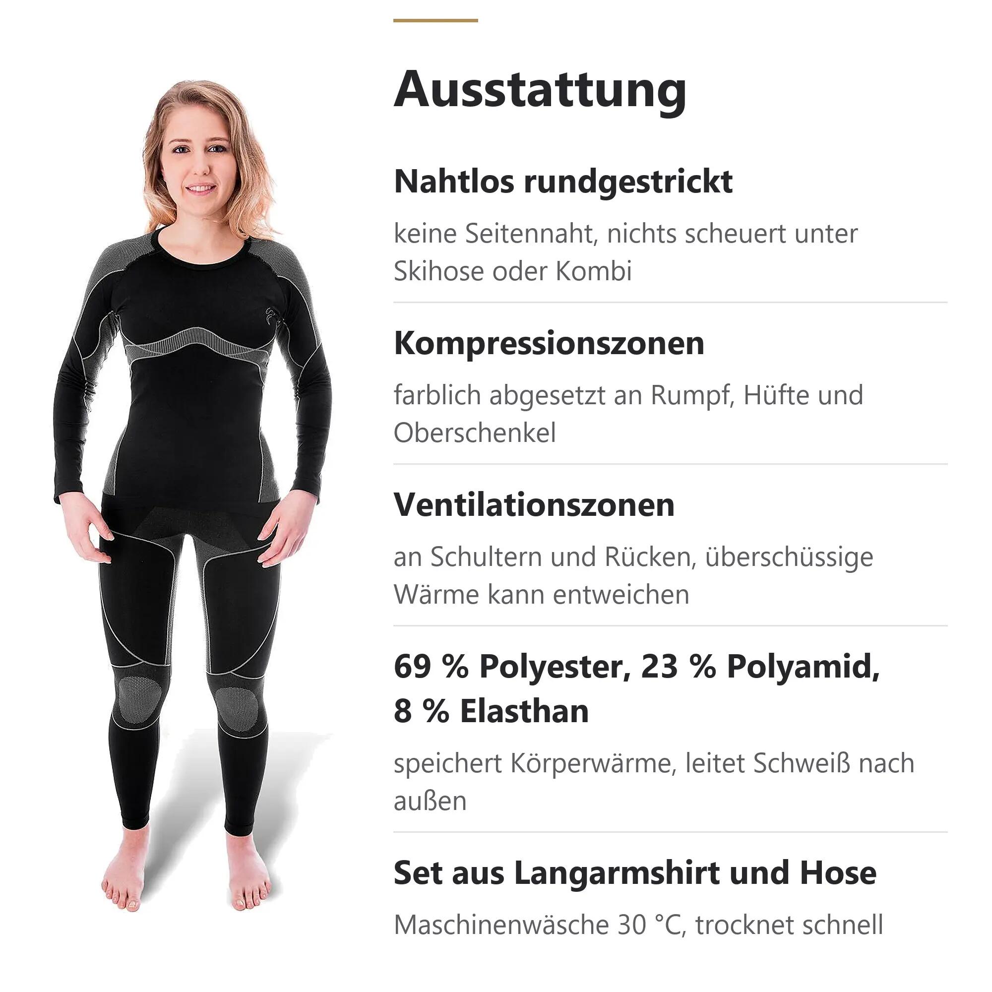 Damen Skiunterwäsche Set Funktionsunterwäsche Seamless Shirt und lange Hose 6/11