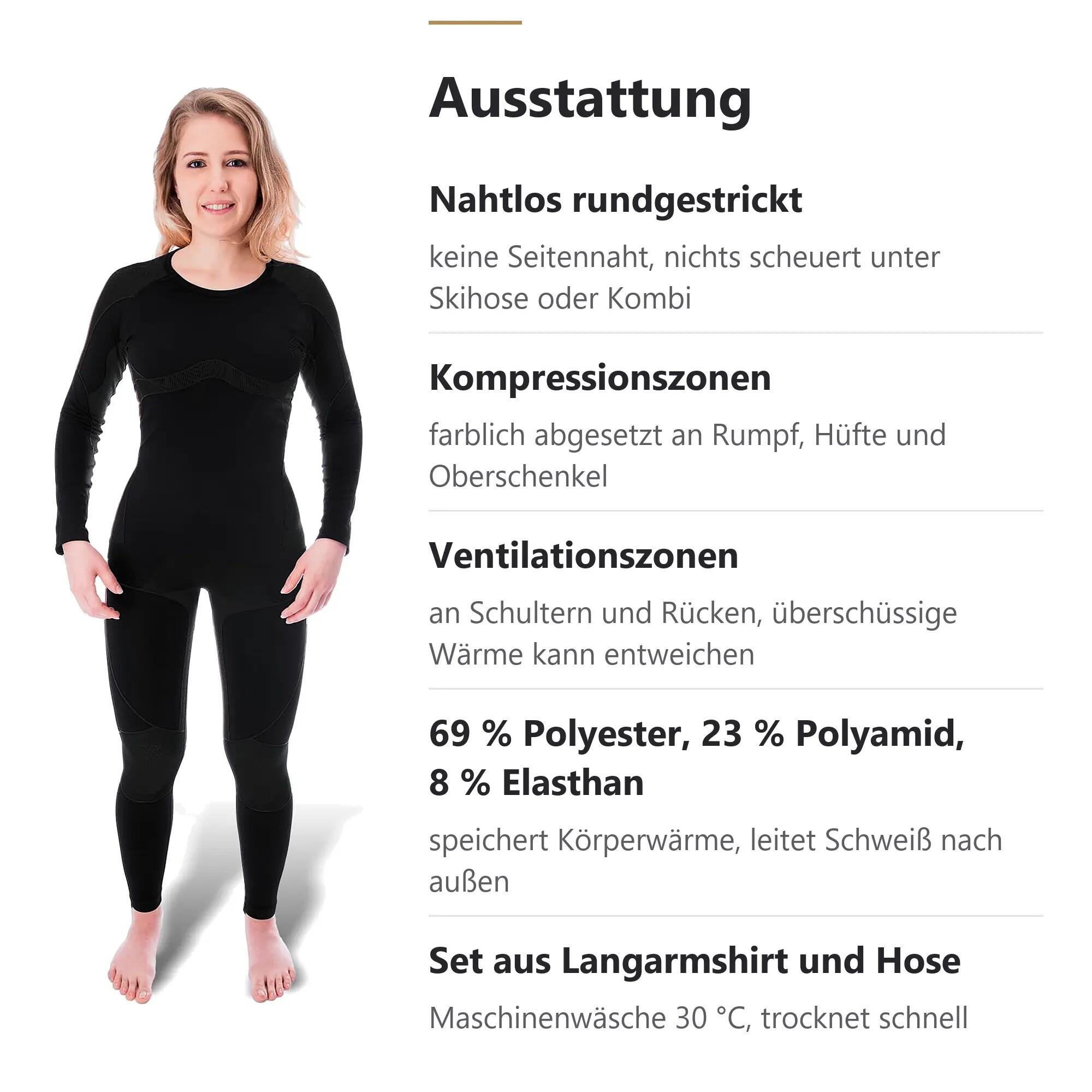 Damen Skiunterwäsche Set Seamless Funktionsshirt und lange Hose atmungsaktiv 6/11