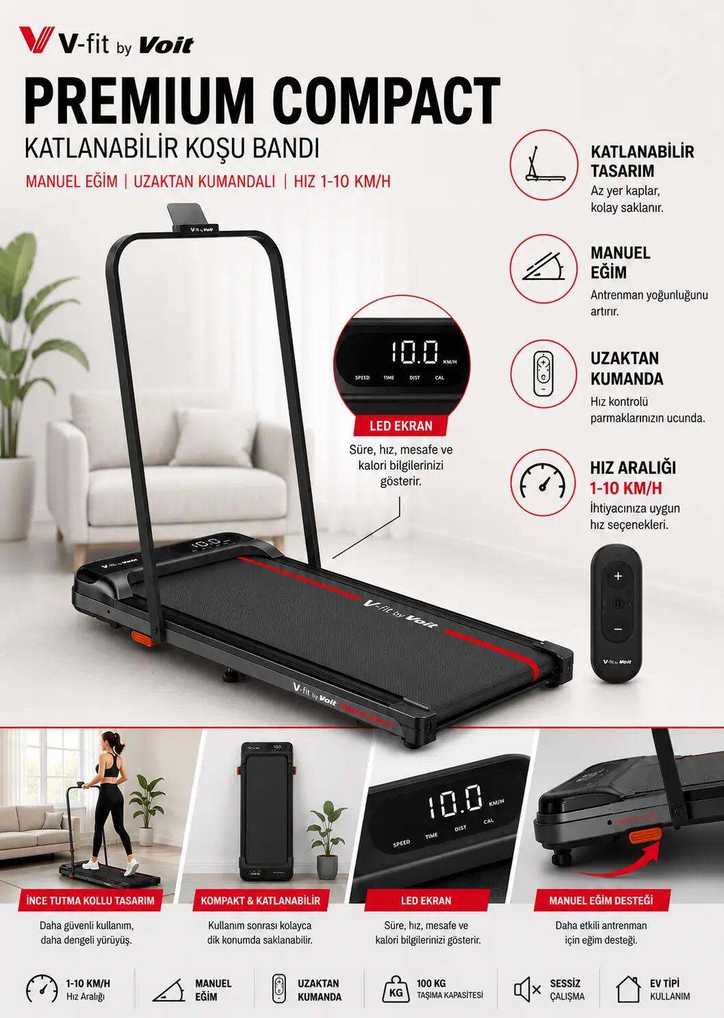 Premium Compact Katlanabilir Koşu Bandı 2/4