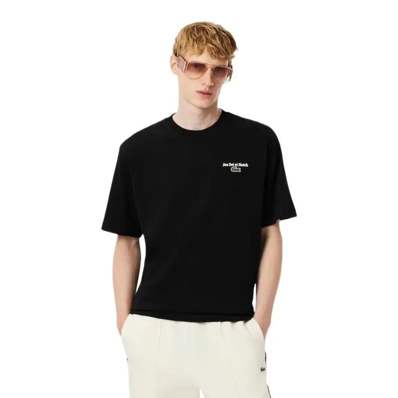 Camiseta Negra Lacoste Jeu Set et Match de Corte Holgado Noir 3/5