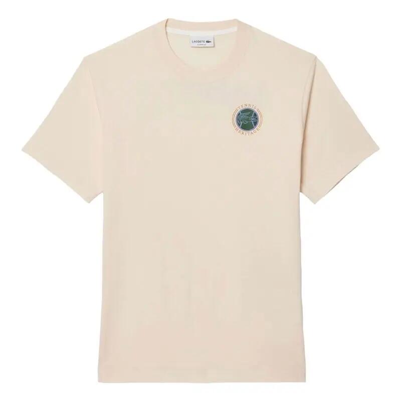 Camiseta Beige Lacoste con Estampado Laponie de Diseño Atrevido 1/5
