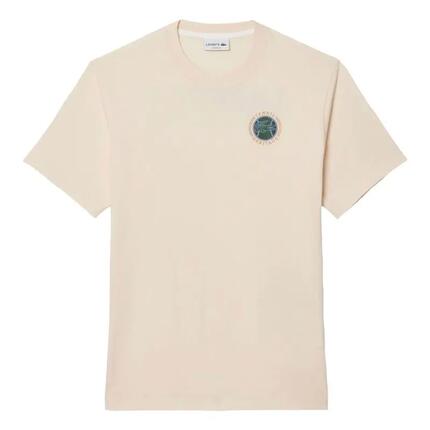 Camiseta Beige Lacoste con Estampado Laponie de Diseño Atrevido