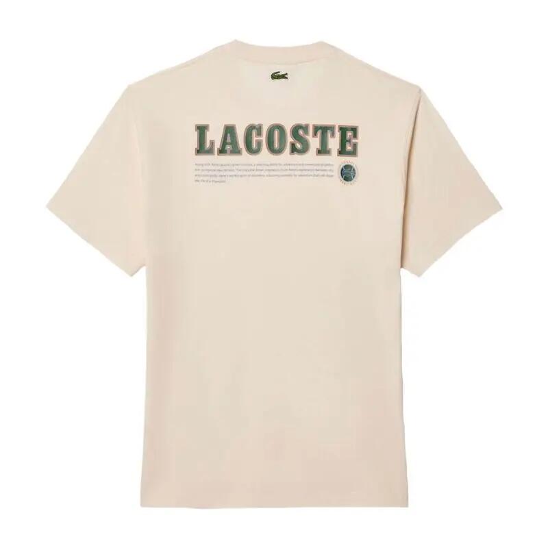 Camiseta Beige Lacoste con Estampado Laponie de Diseño Atrevido 2/5