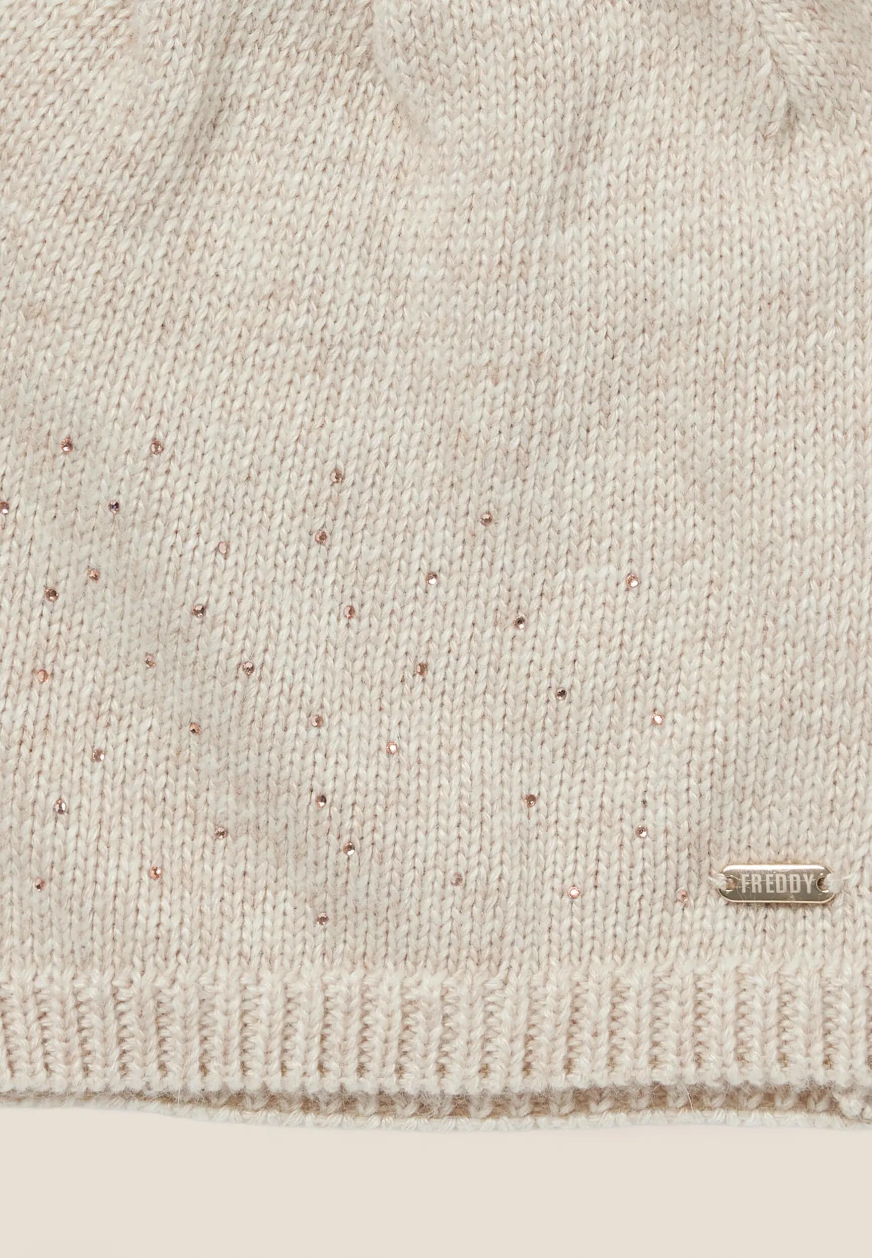Gorro beanie de punto tricot con strass para mujer 5/5