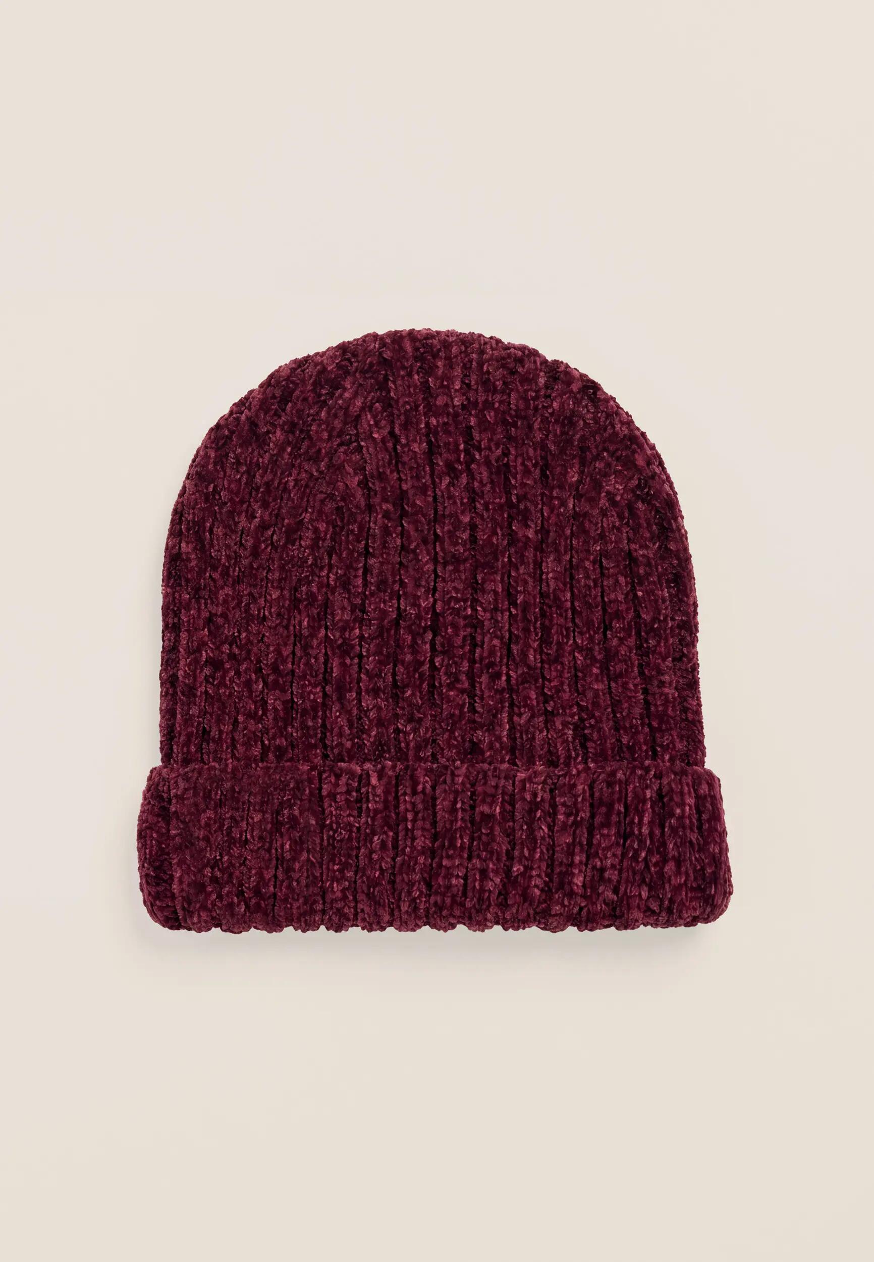 Gorro beanie acanalado de chenilla para mujer 4/5