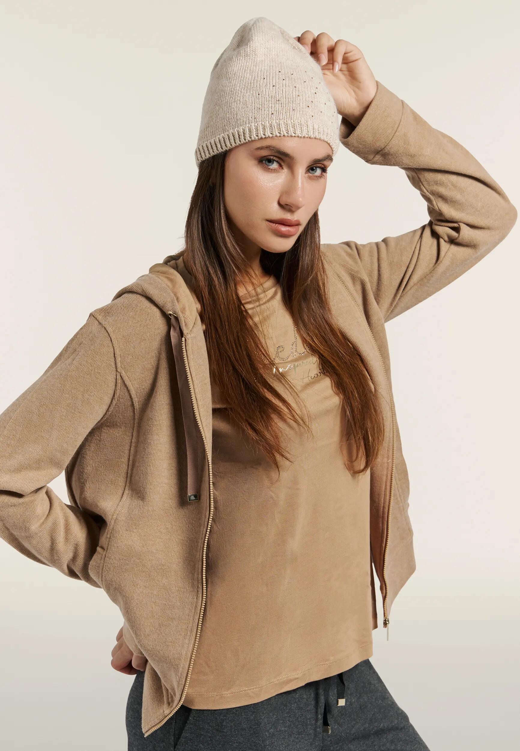 Gorro beanie de punto tricot con strass para mujer 3/5