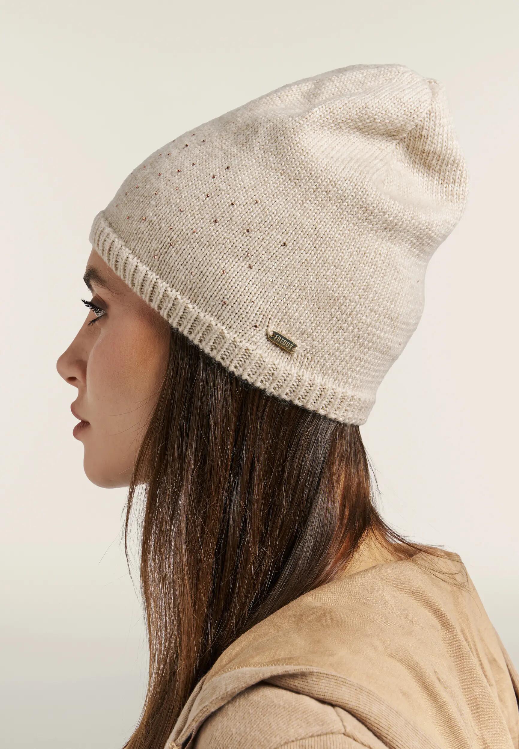 Gorro beanie de punto tricot con strass para mujer 2/5