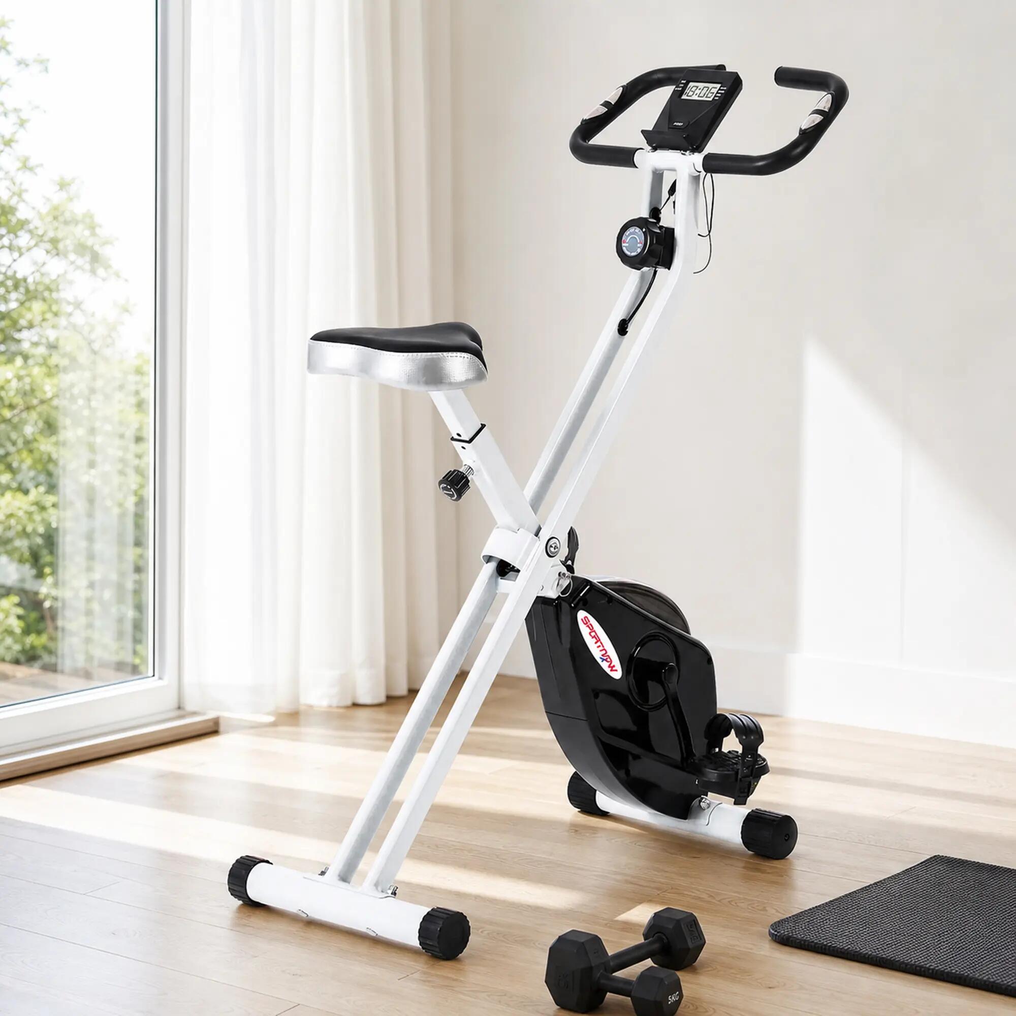 Bicicleta Estática Plegable SPORTNOW 97x43x110 cm Blanco 5/6