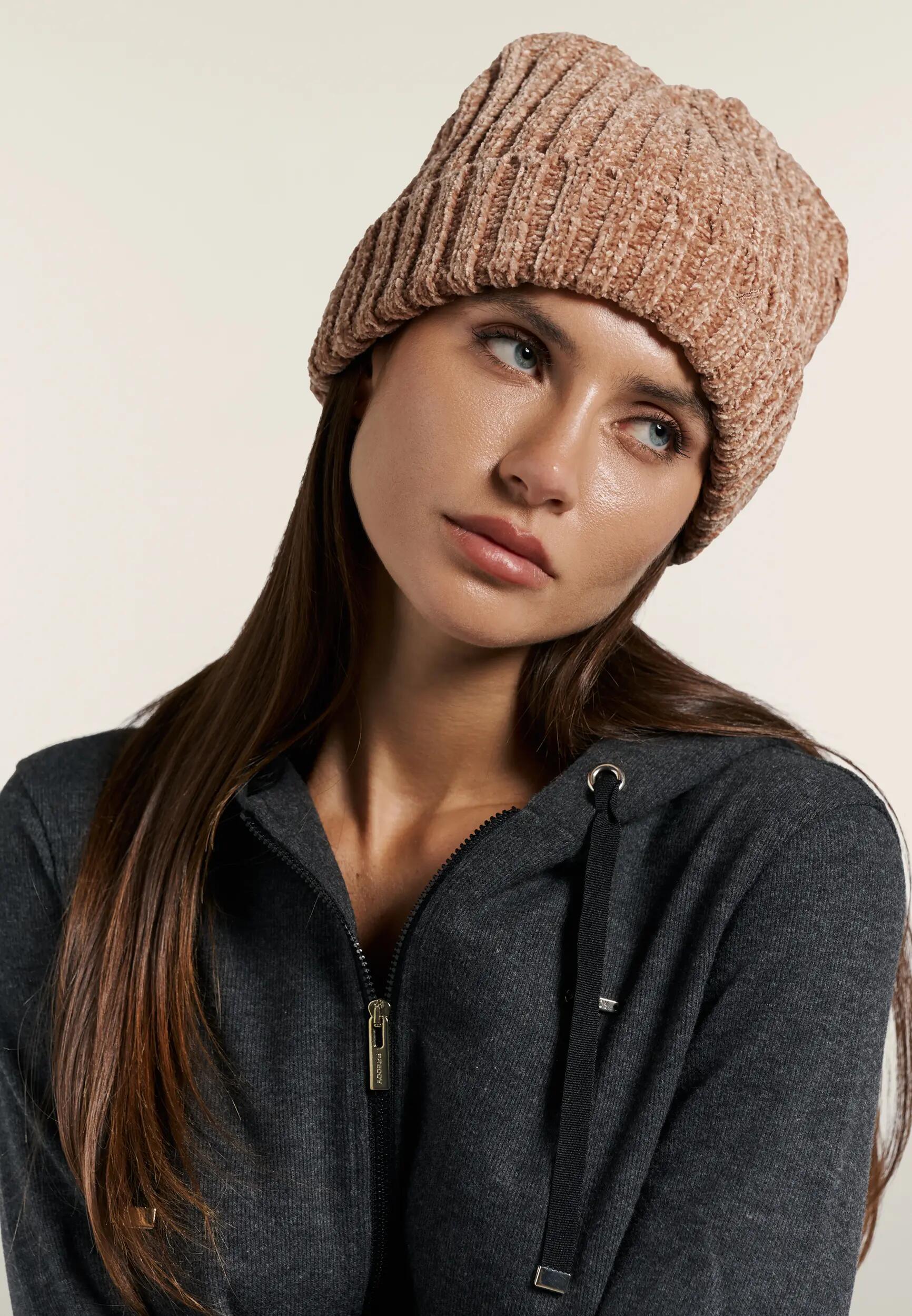 Bonnet beanie côtelé en chenille pour femmes 3/5