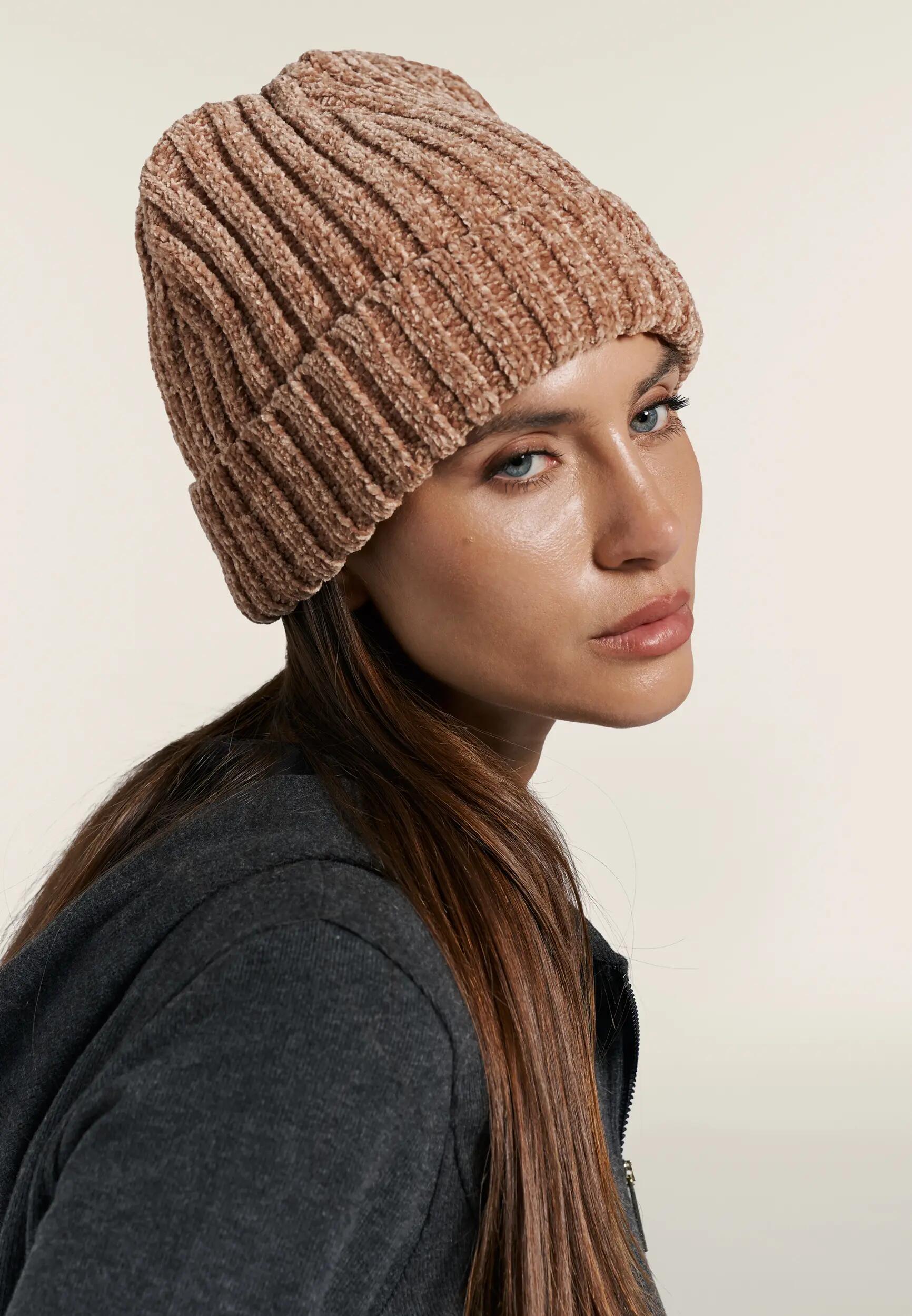 Bonnet beanie côtelé en chenille pour femmes 2/5