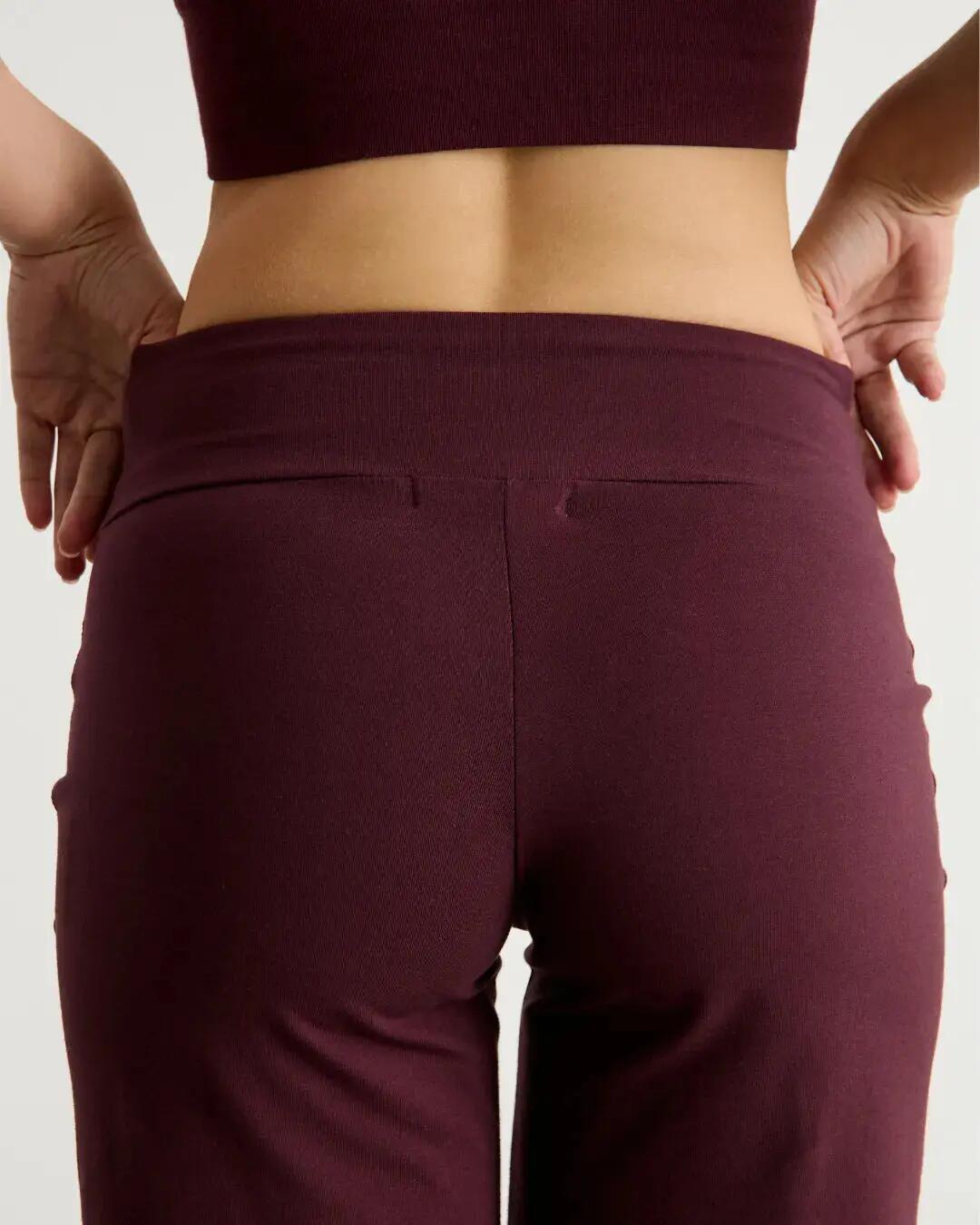 Legging acampanado de yoga para mujer, cintura alta y algodón orgánico, burdeos 5/7