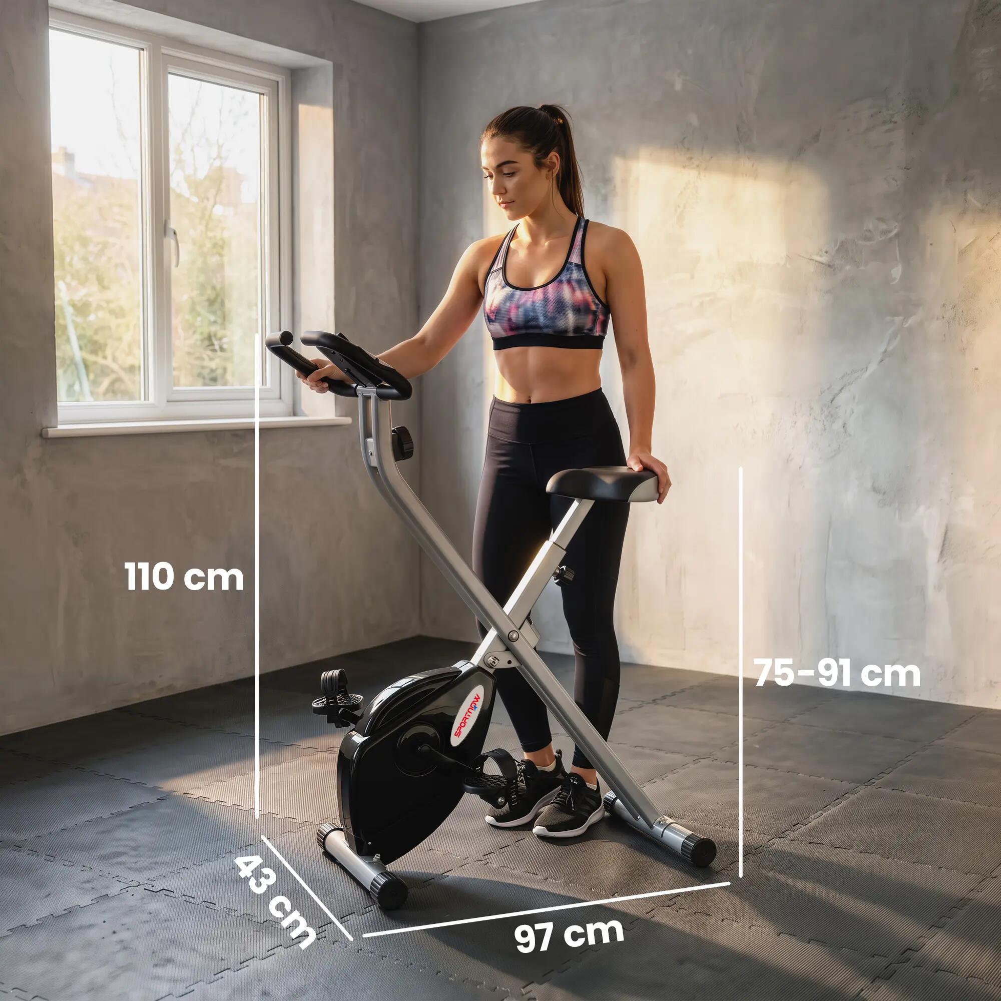 Bicicleta Estática Plegable SPORTNOW 97x43x110 cm Gris 3/4