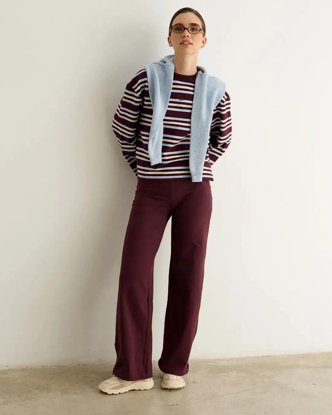 Legging acampanado de yoga para mujer, cintura alta y algodón orgánico, burdeos 6/7