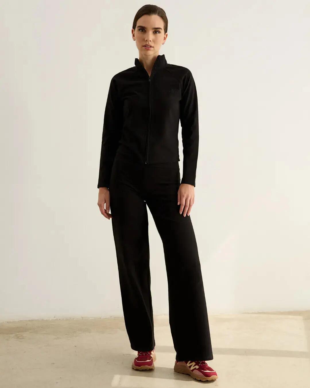 Legging acampanado de yoga para mujer, cintura alta y algodón orgánico, negro 4/4
