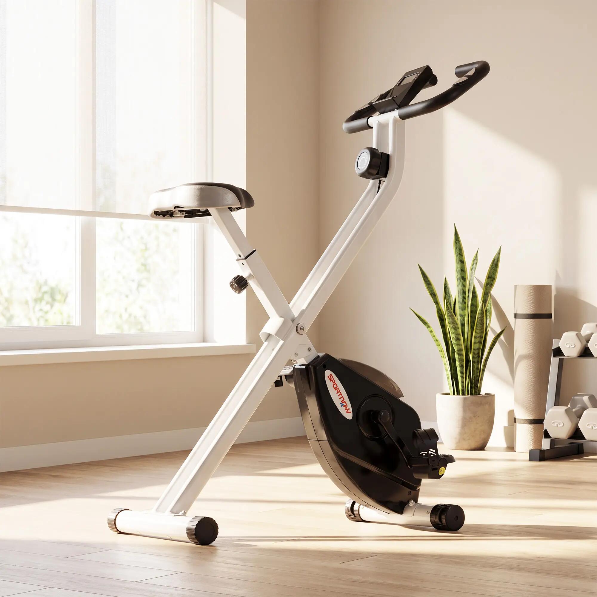 Bicicleta Estática Plegable SPORTNOW 97x43x110 cm Blanco 2/6