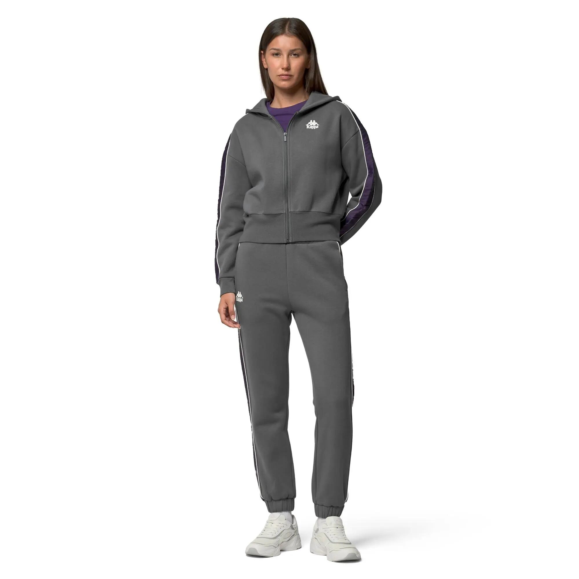 Pantaloni tuta da donna in cotone grigio da streetwear sportivo 6/6