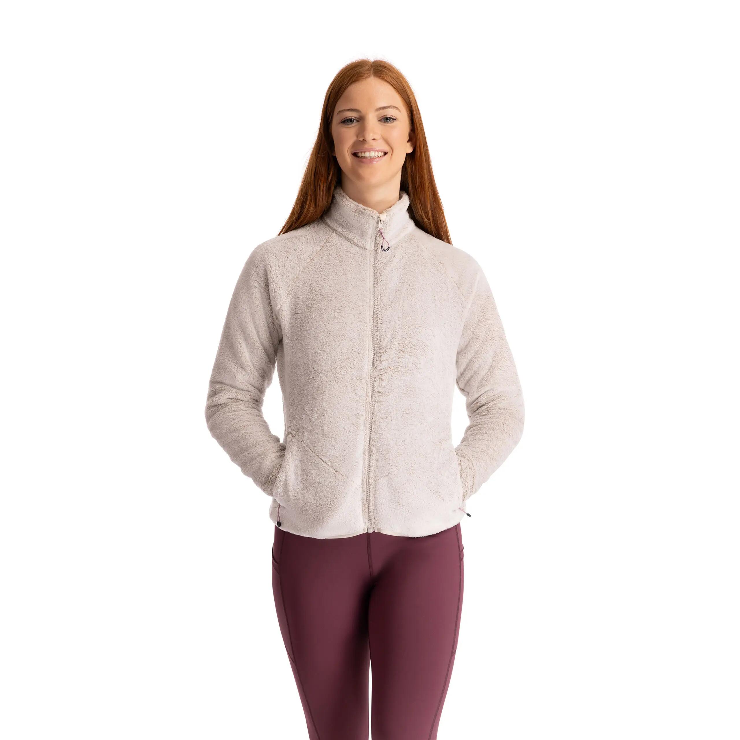Womens 300GSM Full Zip Cosy Soft Furry Bonded Fleece Jacket - Telltale 3/5