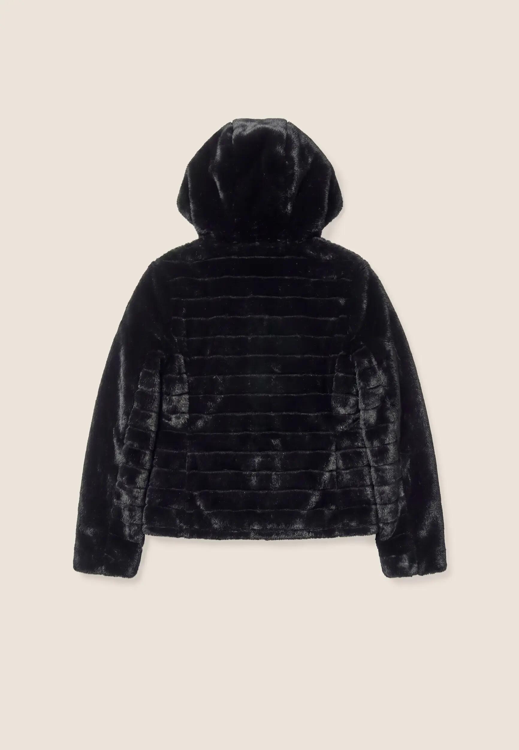 Veste à capuche en fourrure synthétique à effet rayé 5/6