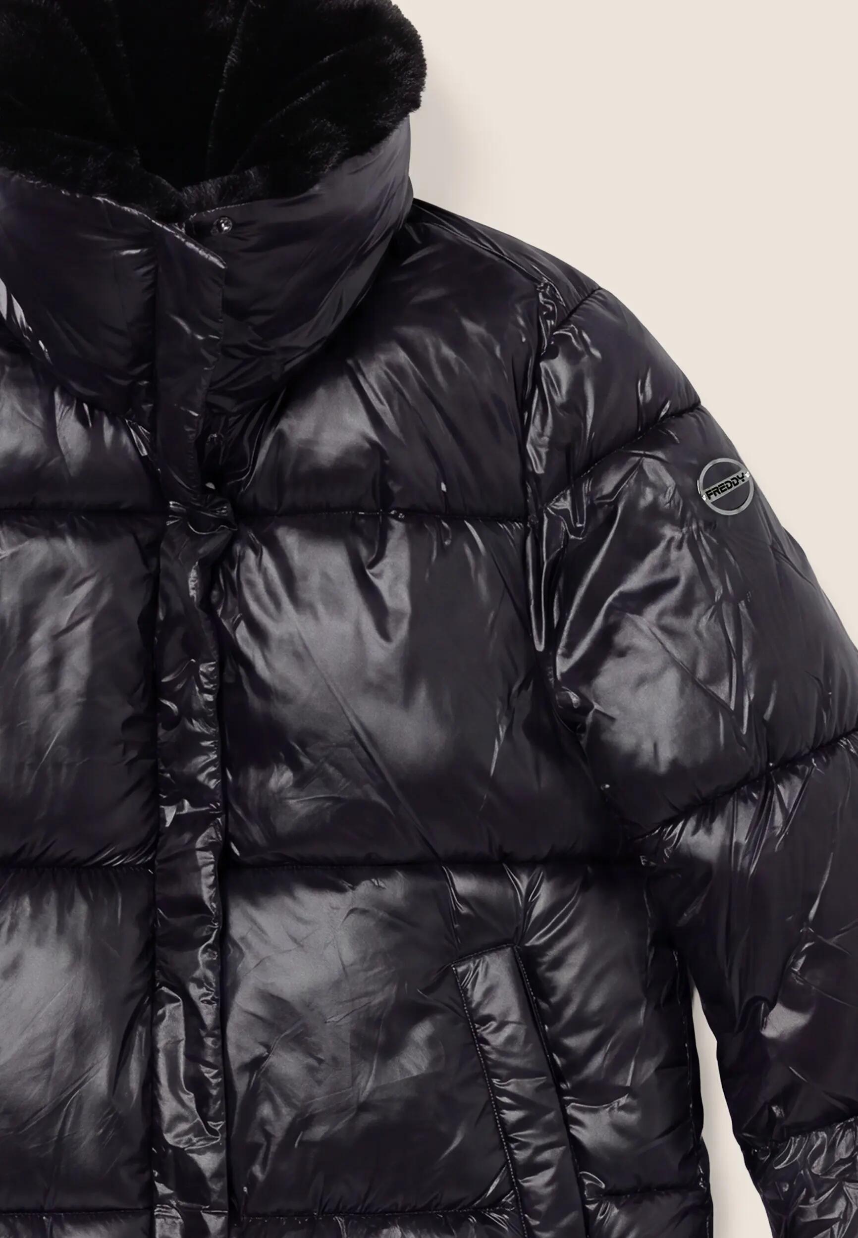 Veste matelassée en tissu brillant avec col en fourrure 6/6