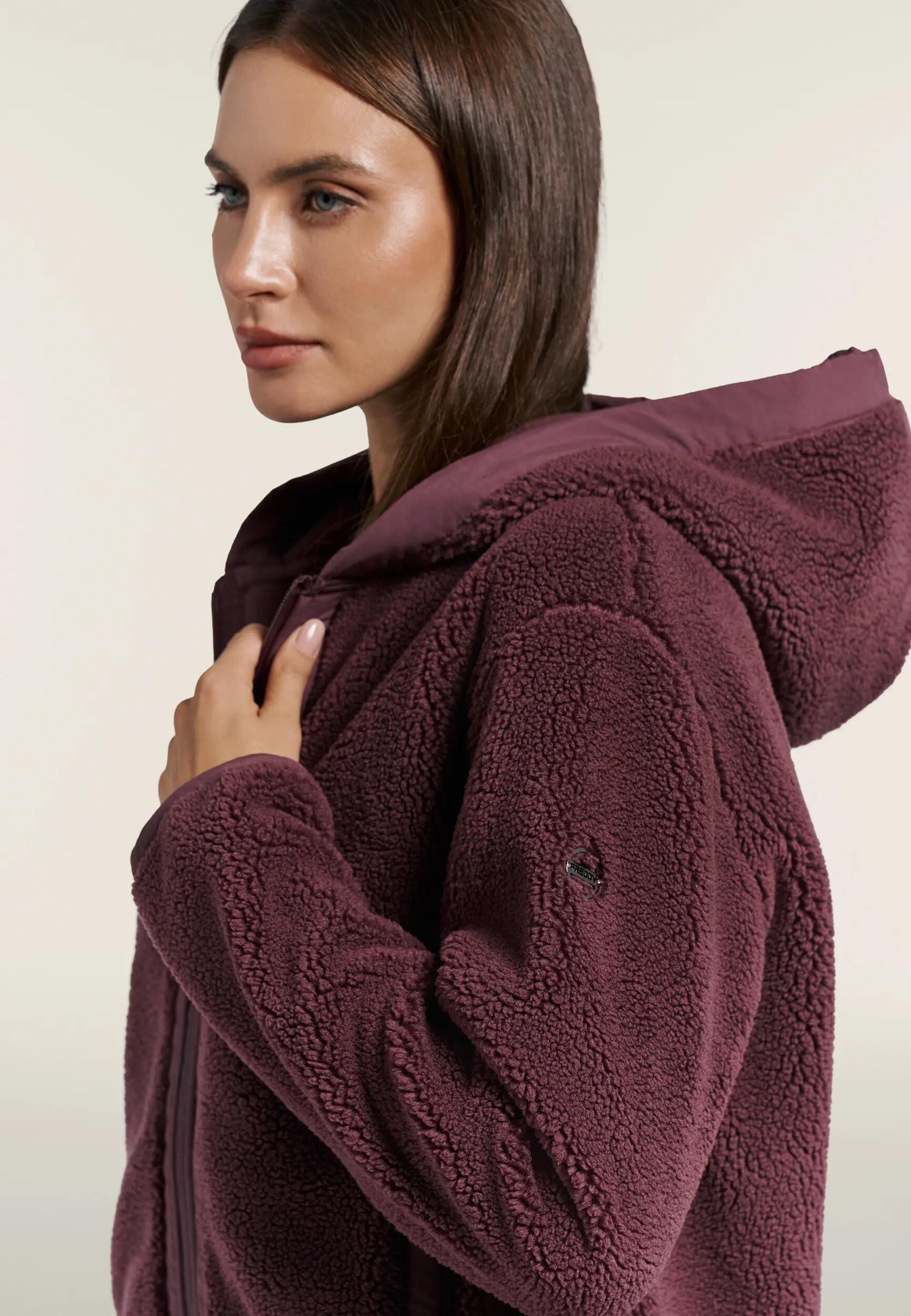 Veste pour femmes en tissu Sherpa et polaire avec fermeture zippée et capuche 5/7
