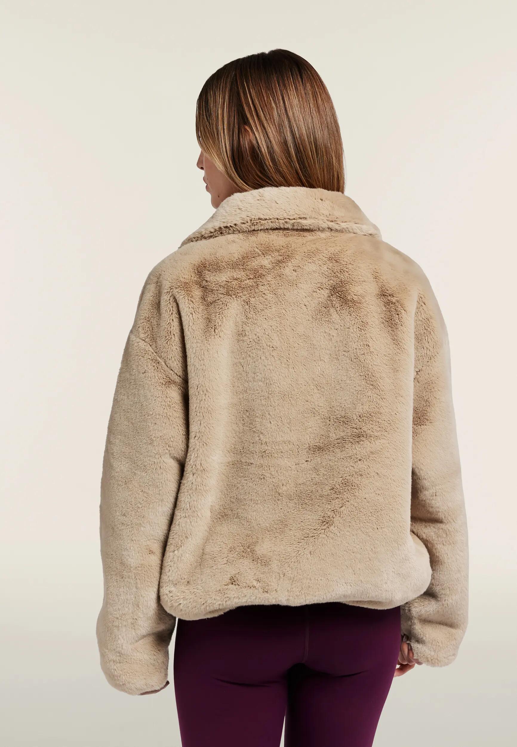 Veste femmes en fourrure synthétique avec fermeture zippée et col montant 3/6