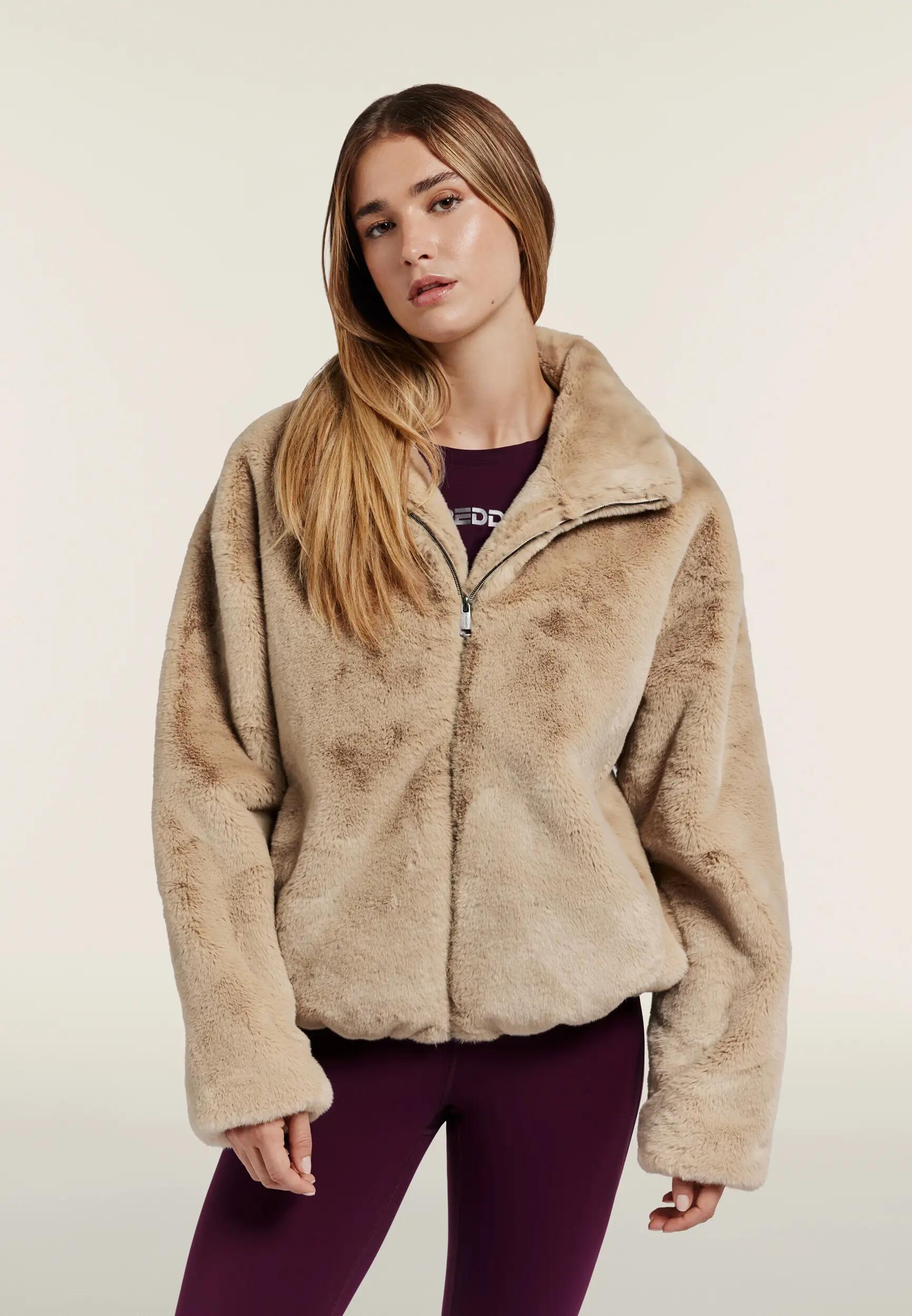 Veste femmes en fourrure synthétique avec fermeture zippée et col montant 2/6
