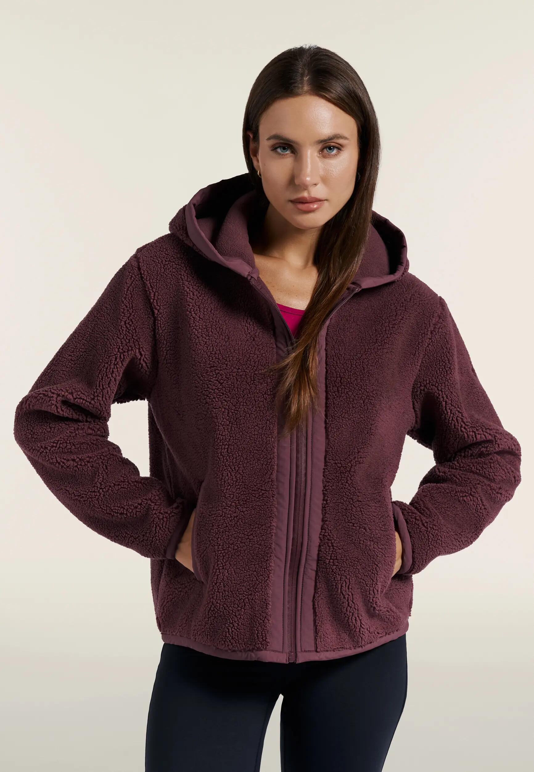Veste pour femmes en tissu Sherpa et polaire avec fermeture zippée et capuche 2/7