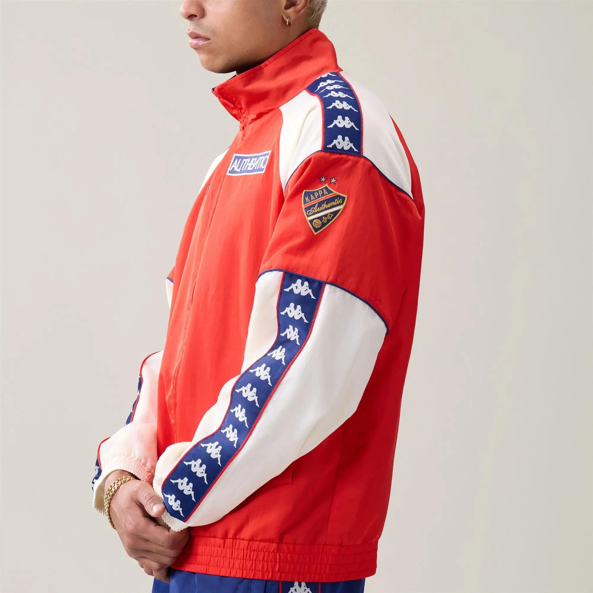 Felpa con zip da uomo in nylon rosso da streetwear sportivo 5/6